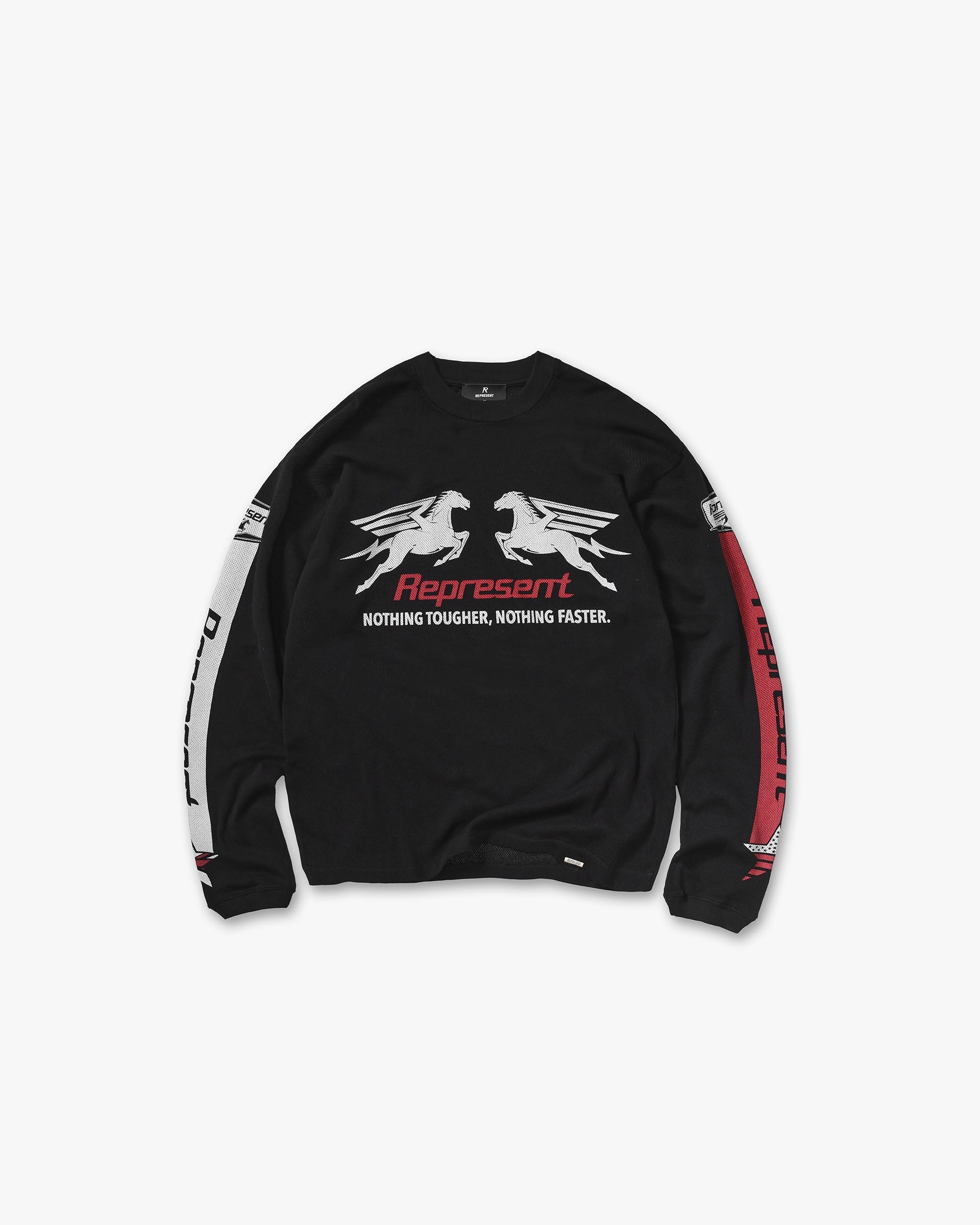 Mesh Pegasus Long Sleeve T-Shirt - Jet Black