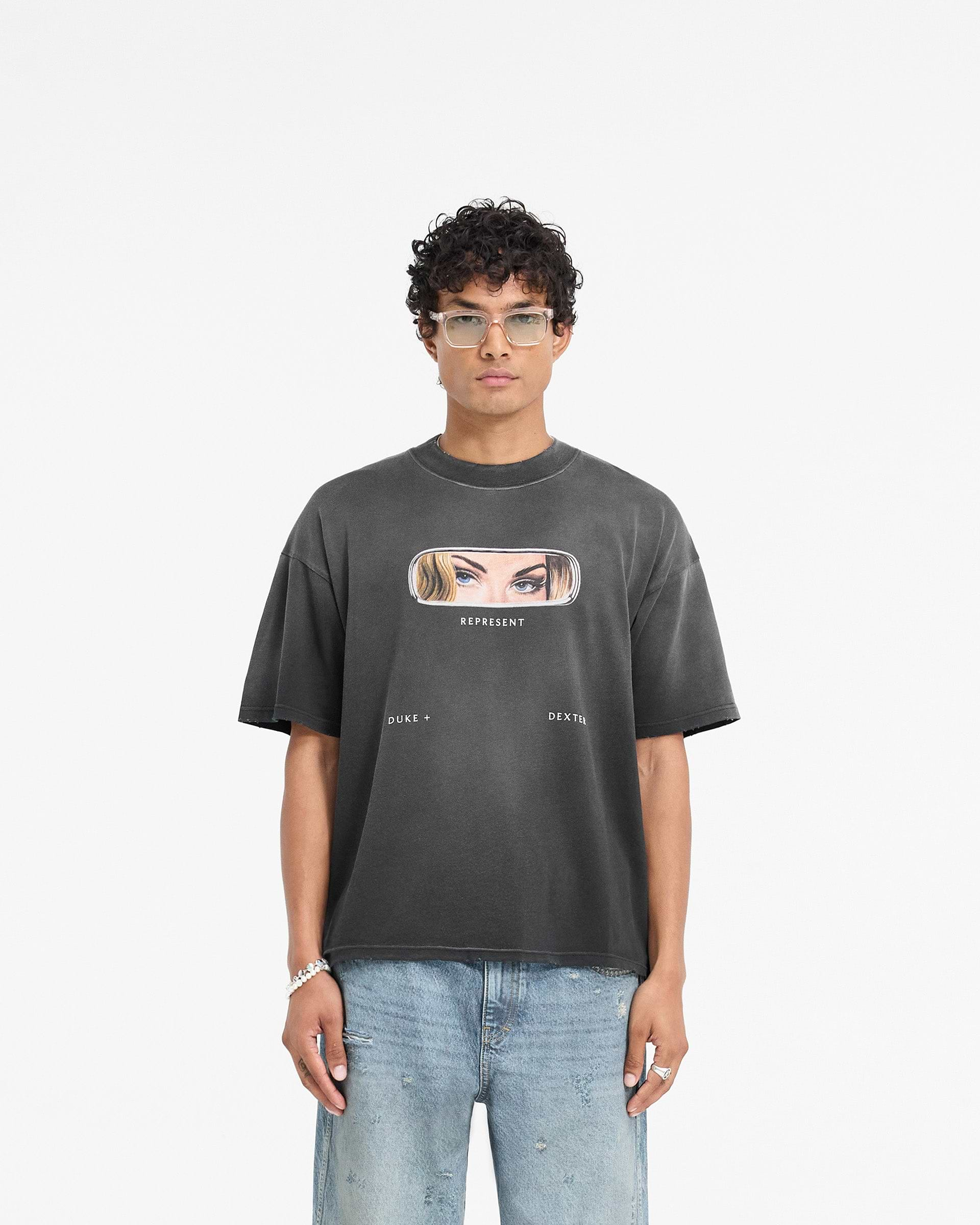 Represent X Duke + Dexter Rearview Mirror T-Shirt - Stained Black