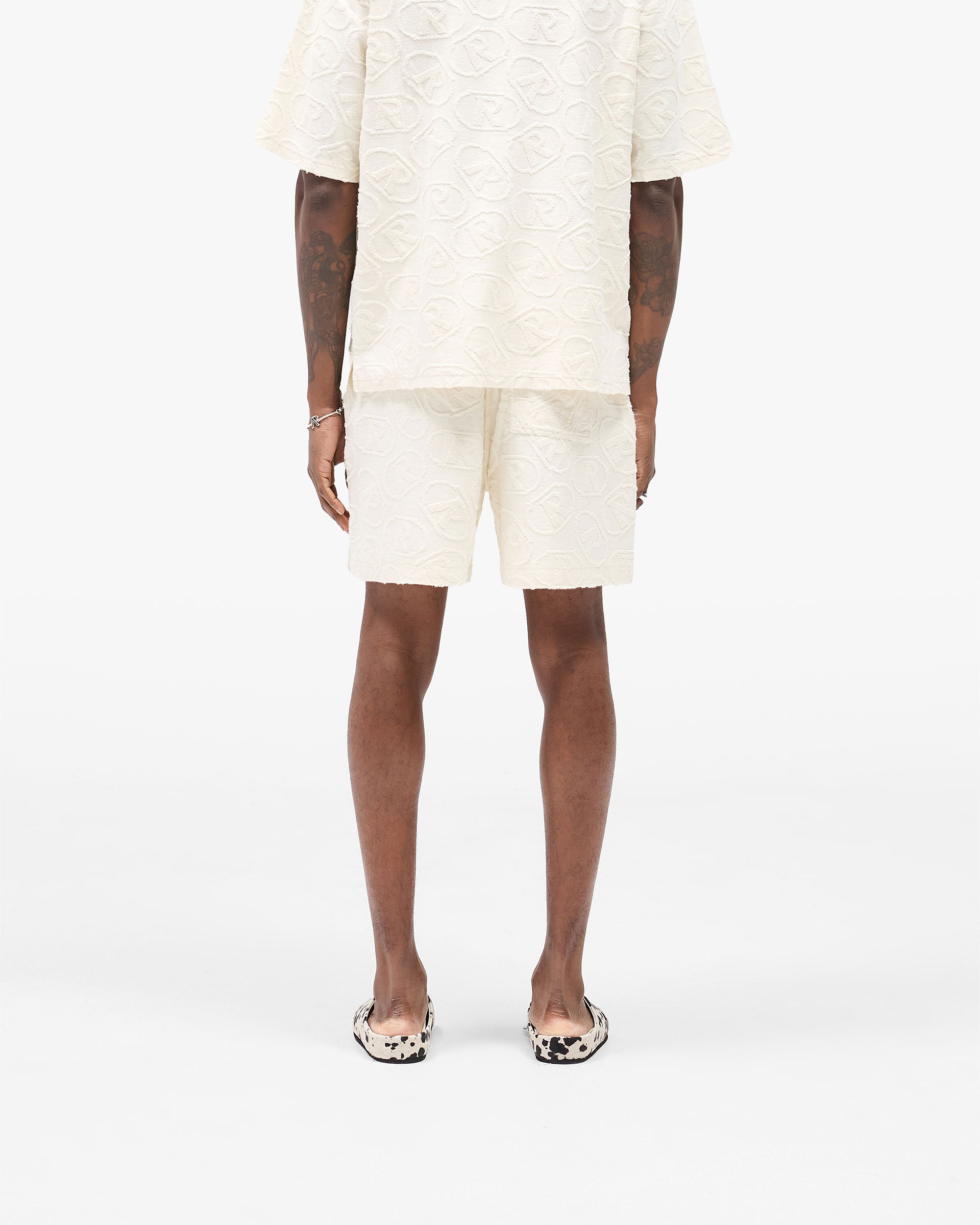 All Over Print Towel Short - Aged White