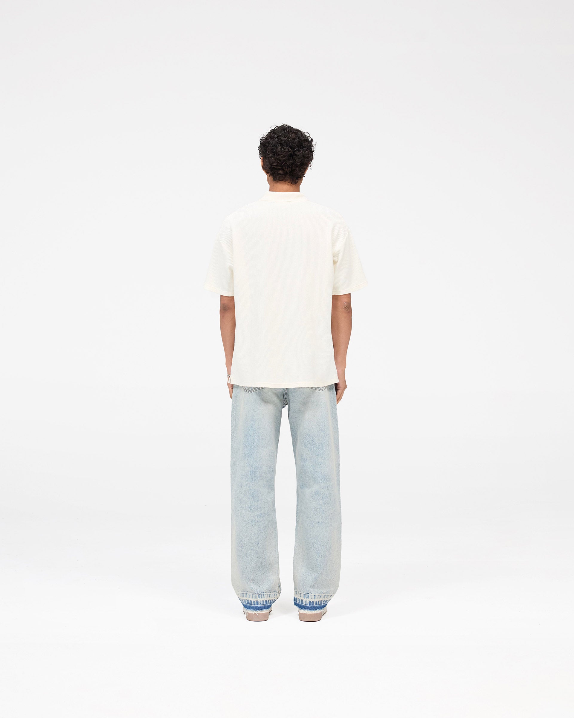Ribbed Polo - Aged White