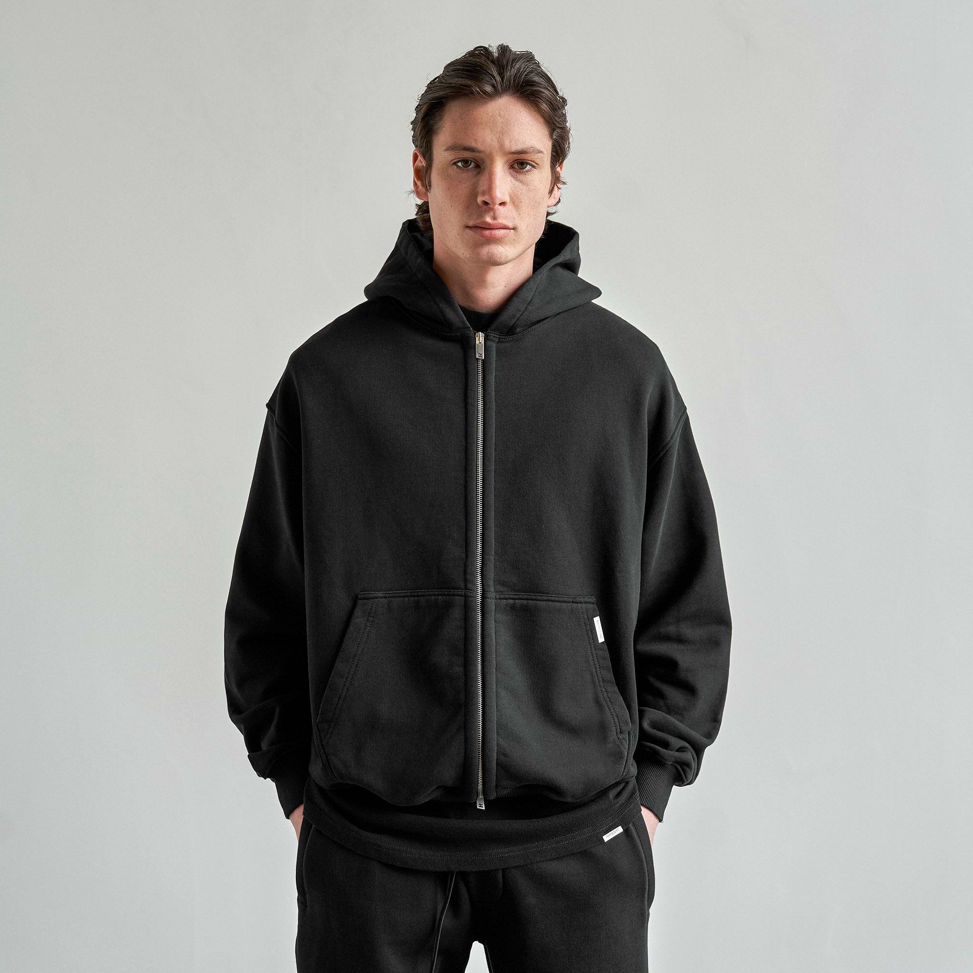 Blank Zip Hoodie - Jet Black v1