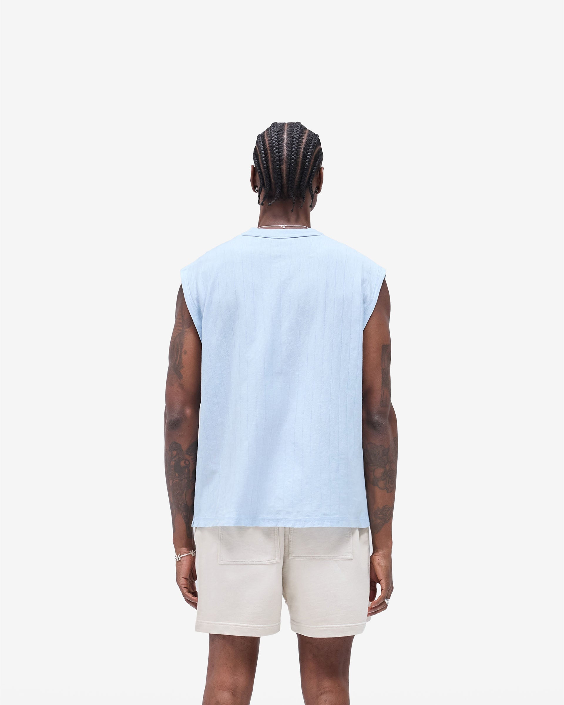 Slub Script Tank - Ice Blue