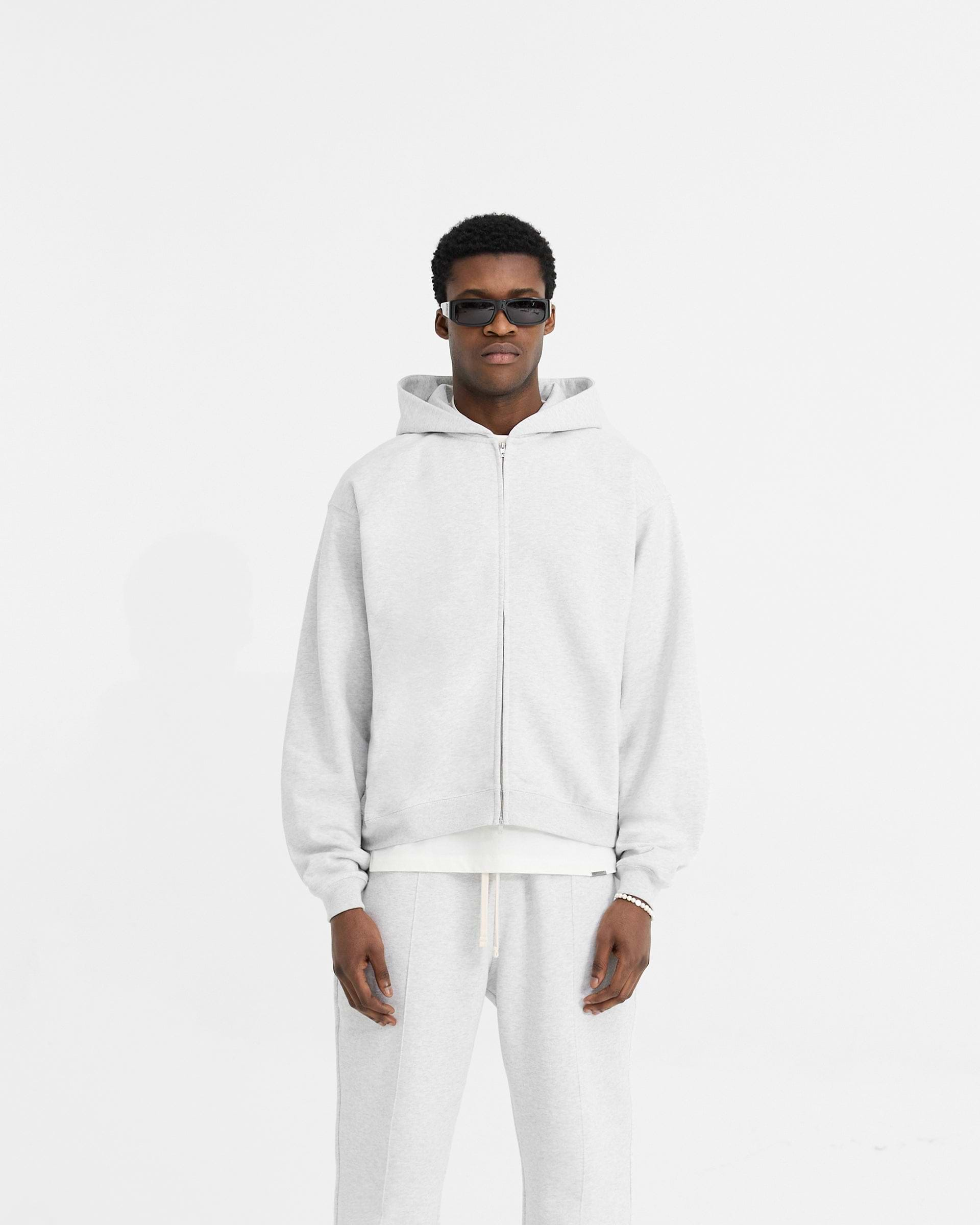 Initial Oversized Zip Hoodie - Ice Grey Marl