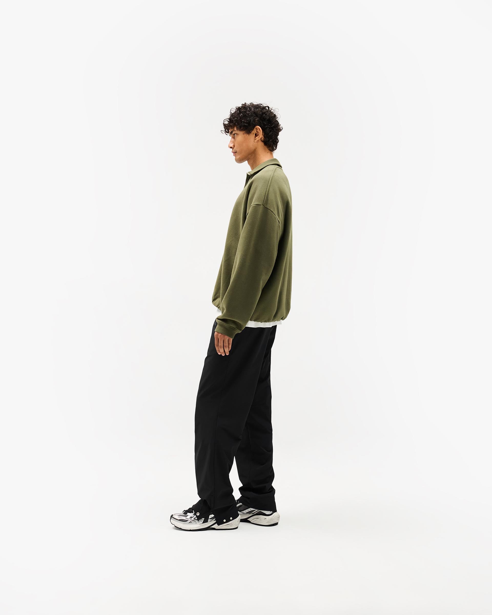 Initial Funnel Neck Quarter Zip Sweatshirt - Army Green