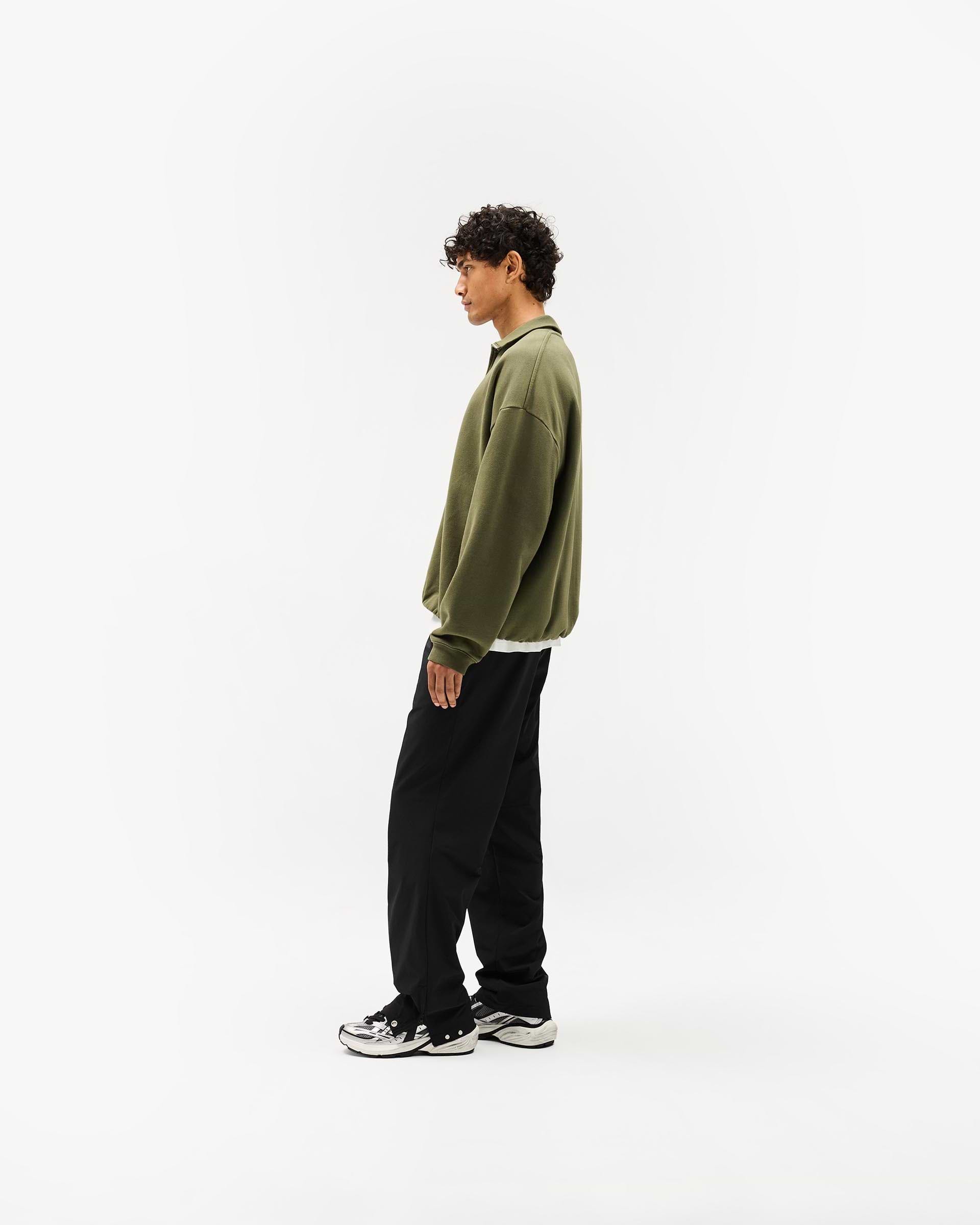 Initial Funnel Neck Quarter Zip Sweatshirt - Army Green