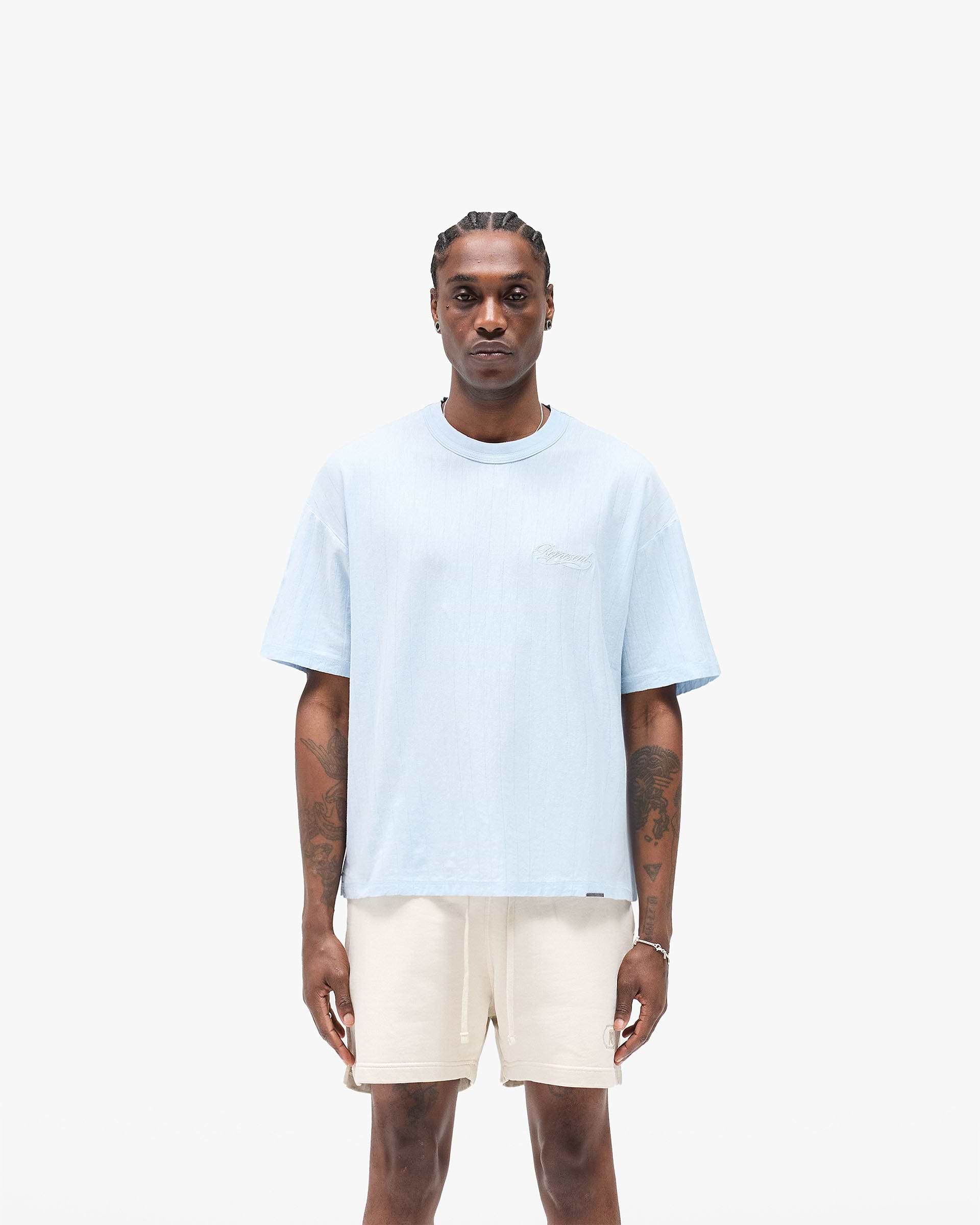Slub Script T-Shirt - Ice Blue