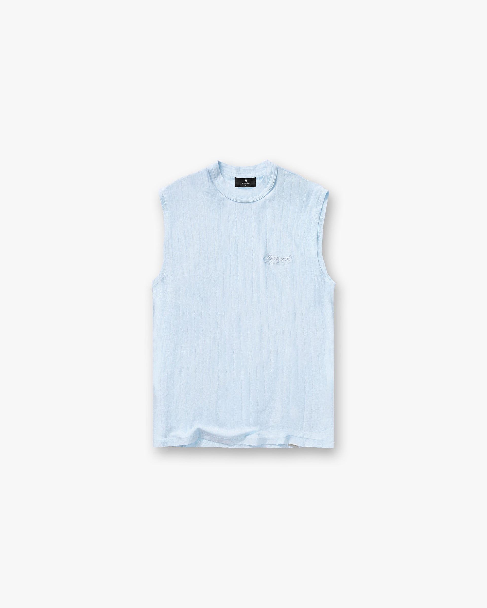 Slub Script Tank - Ice Blue