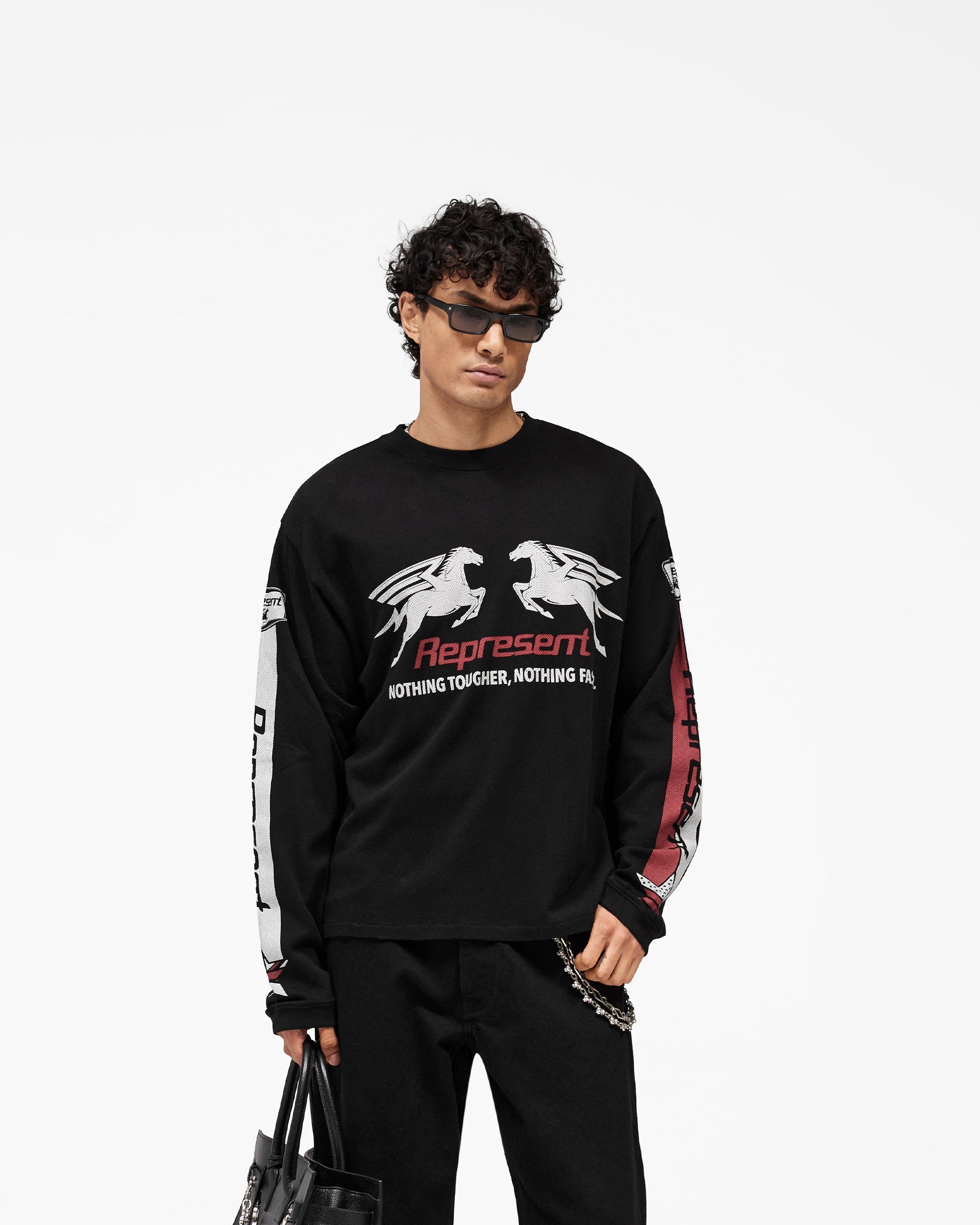 Mesh Pegasus Long Sleeve T-Shirt - Jet Black