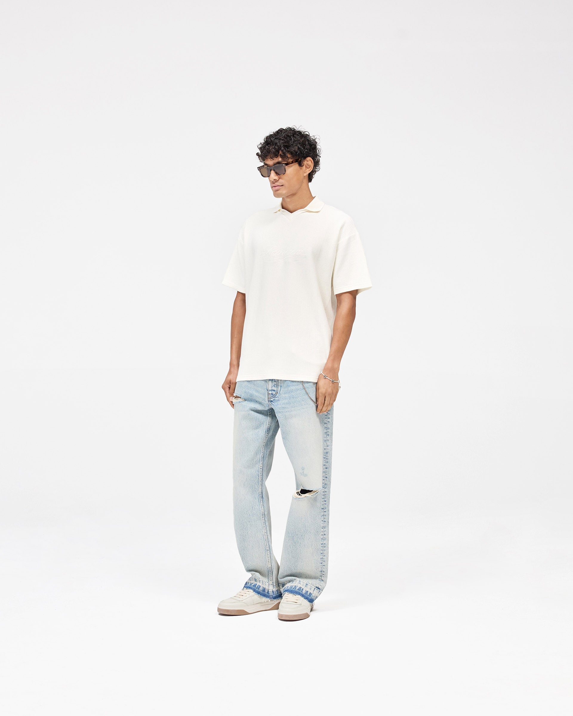 Ribbed Polo - Aged White