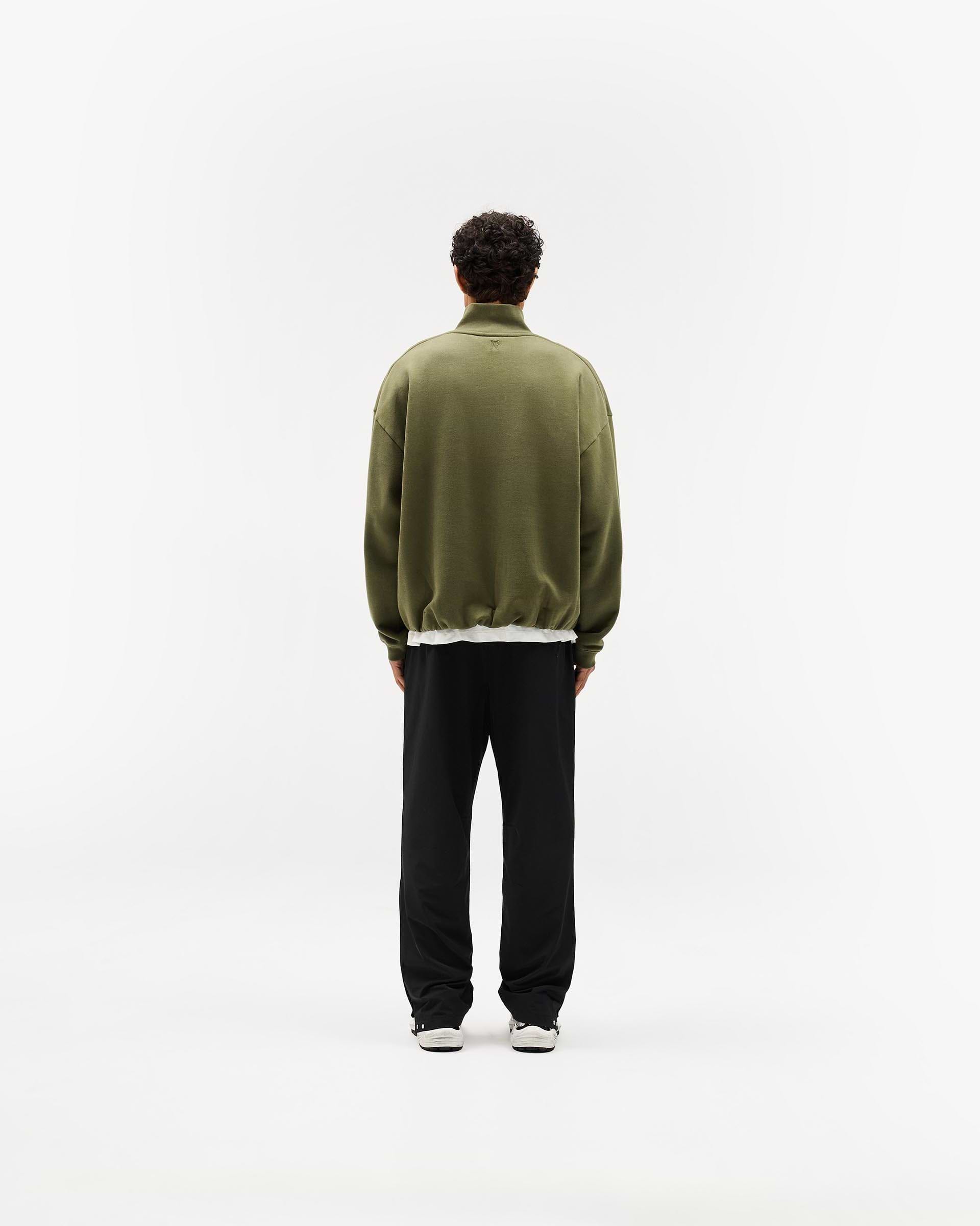 Initial Funnel Neck Quarter Zip Sweatshirt - Army Green