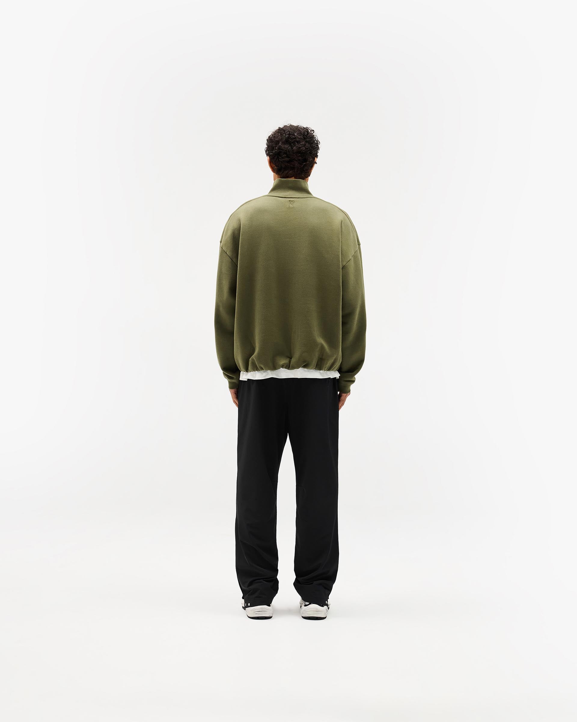 Initial Funnel Neck Quarter Zip Sweatshirt - Army Green