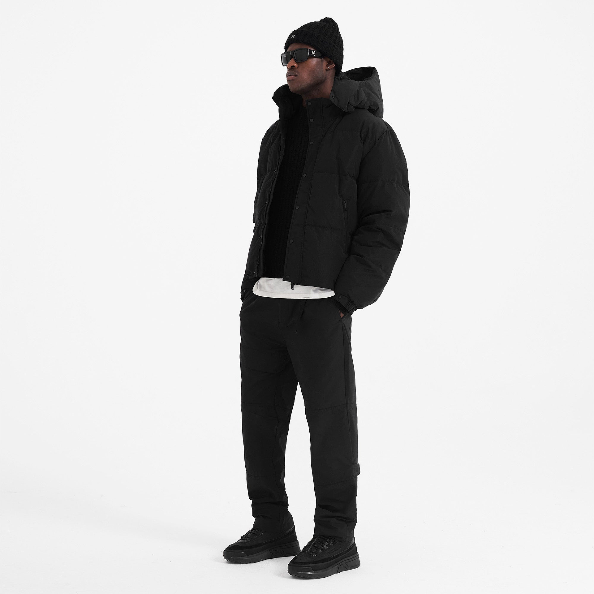 Initial Hooded Puffer - Black