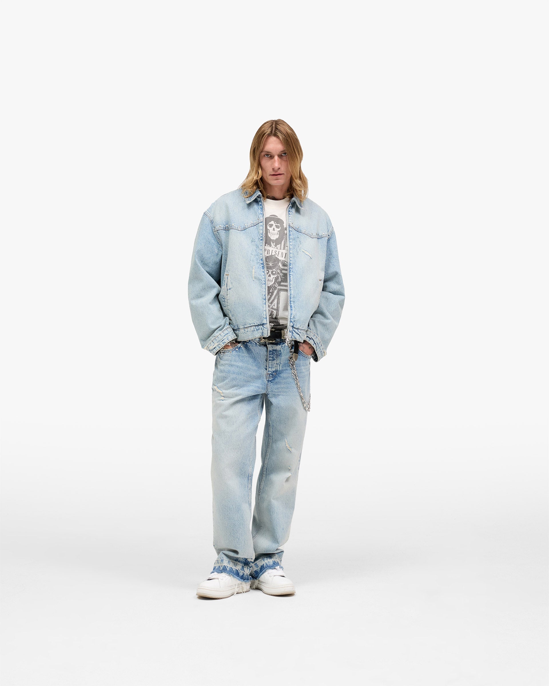 Represent X Guns N' Roses Denim Jacket - Light Vintage Blue