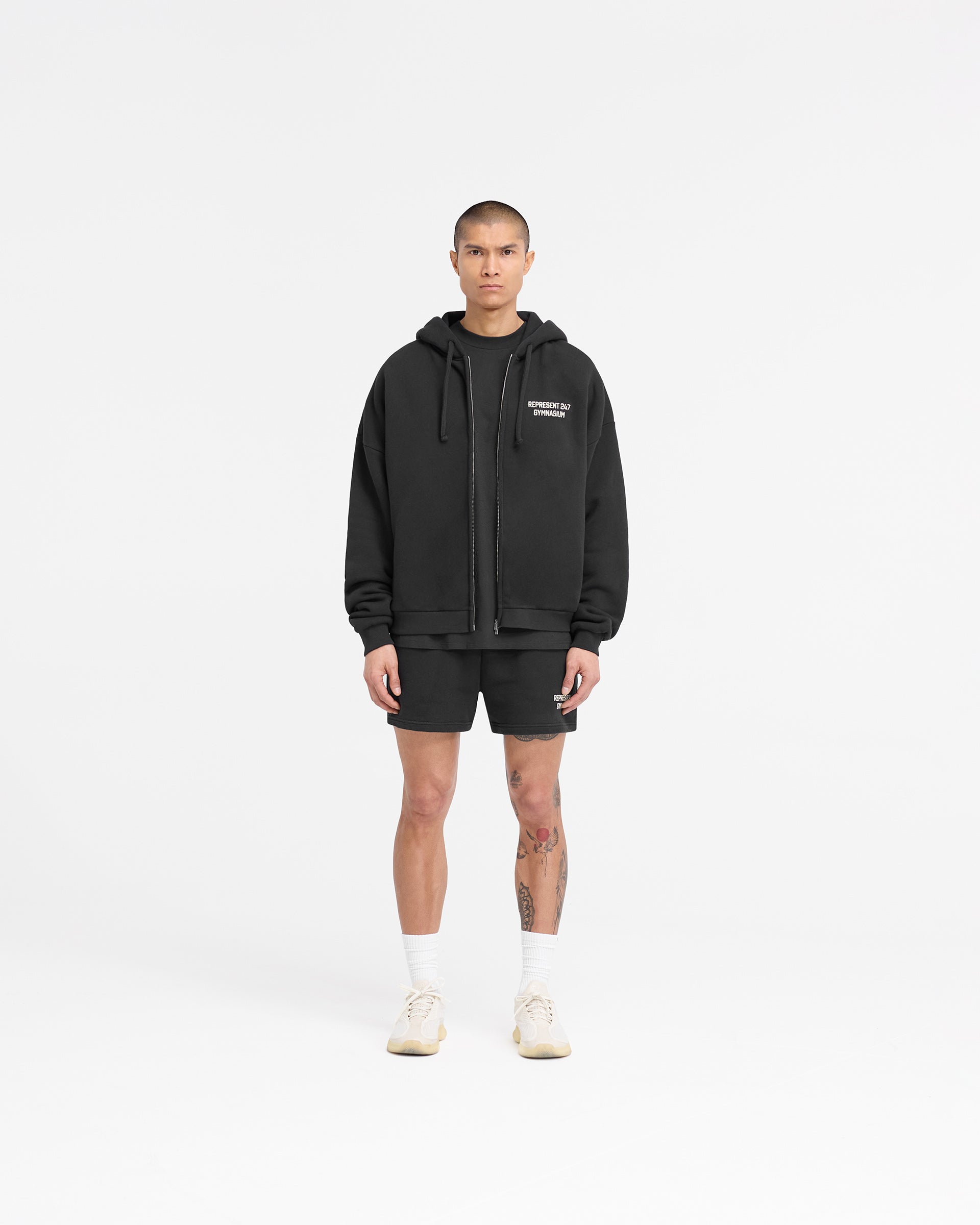 247 Gymnasium Boxy Zip Hoodie - Off Black