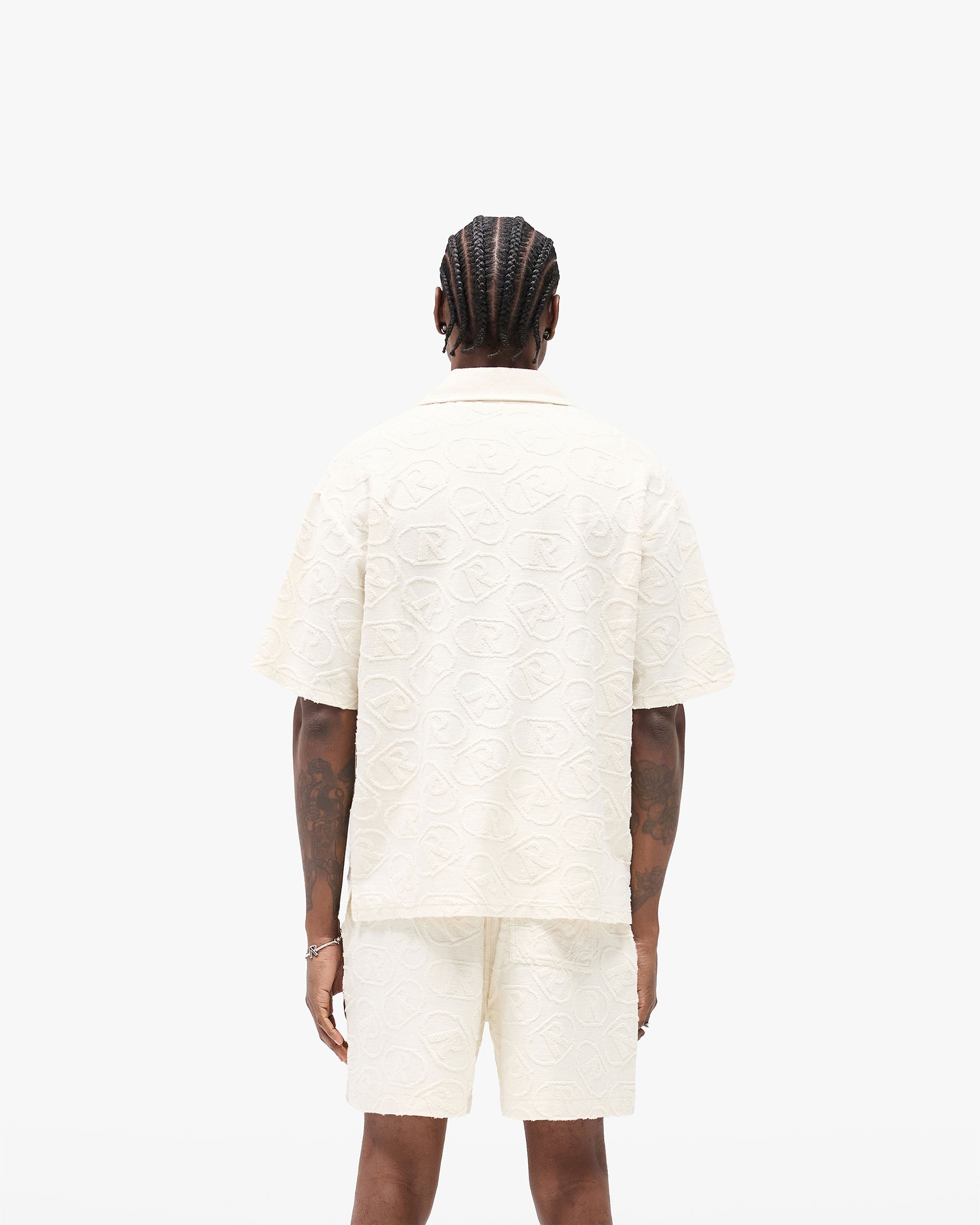 All Over Print Towel Shirt - Aged White