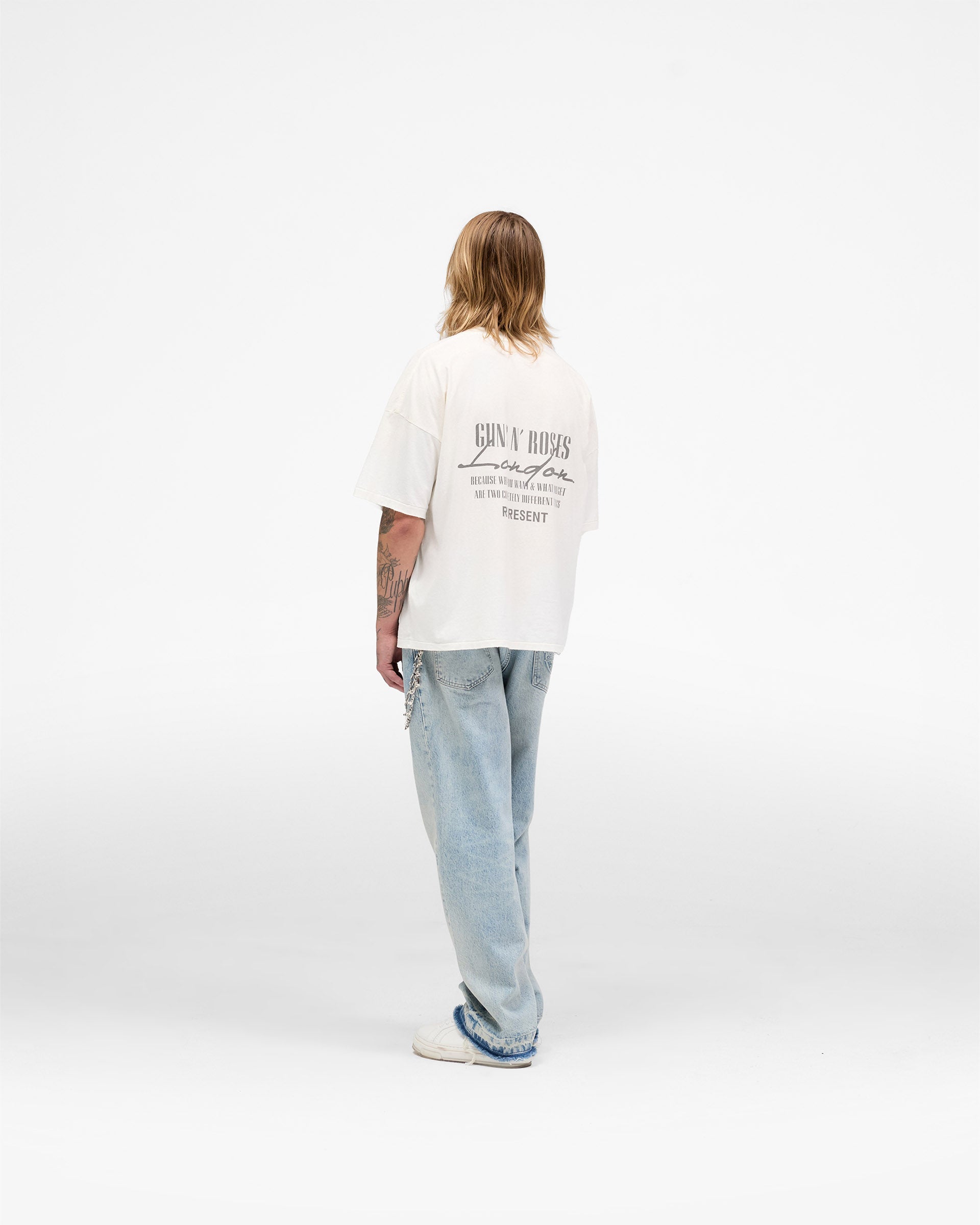Represent X Guns N' Roses Cross T-Shirt - Washed Ecru