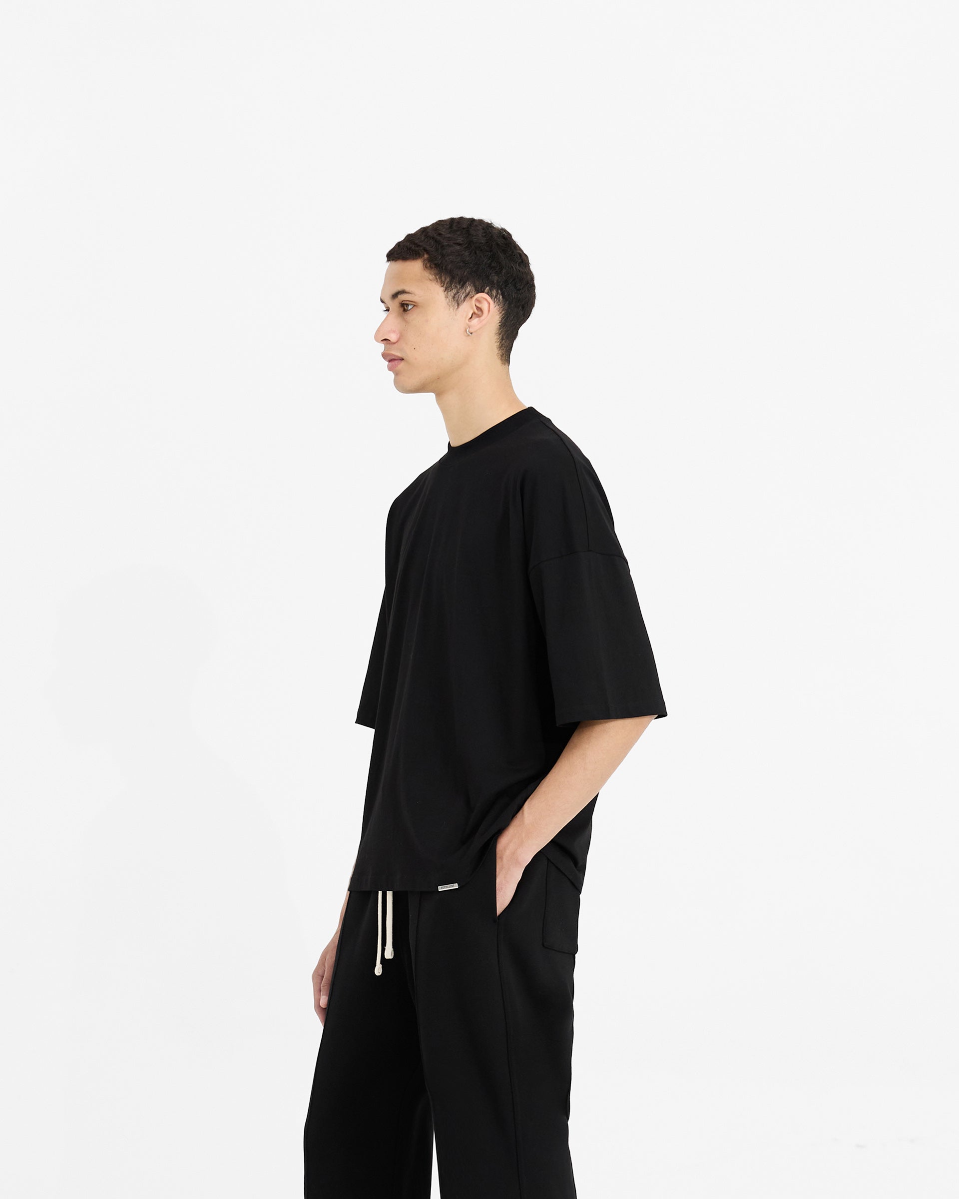 2 x Initial Boxy T-Shirt - Flat White & Black