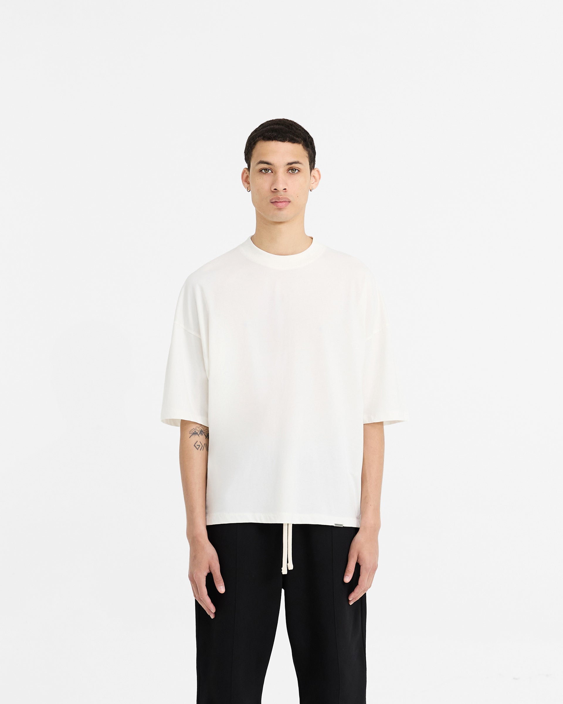 2 x Initial Boxy T-Shirt - Flat White