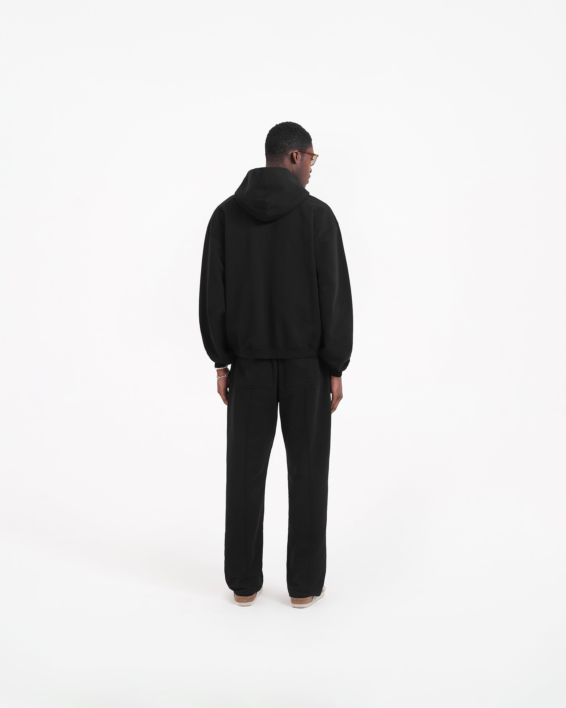 Initial Zip Hoodie - Jet Black