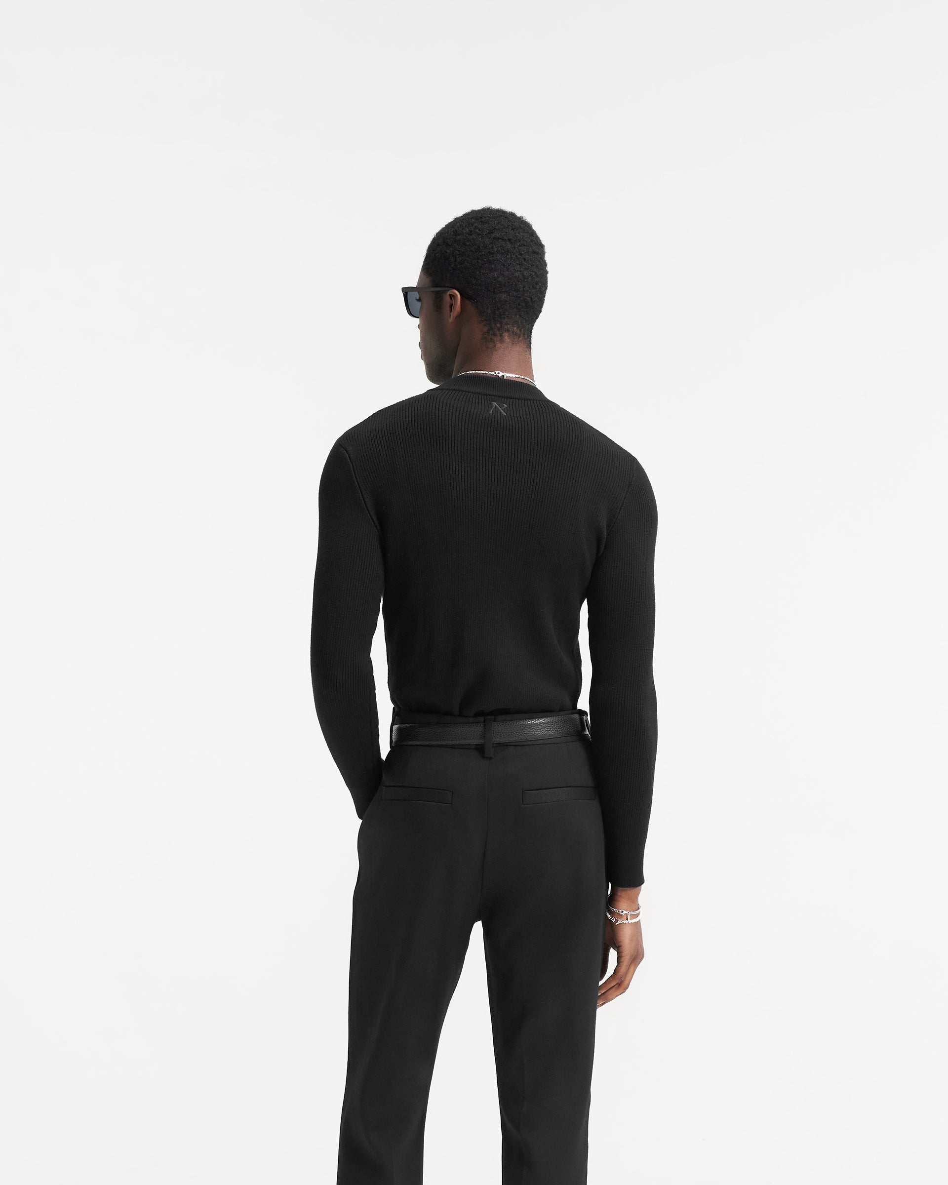 Slim Fit Mock Neck - Jet Black