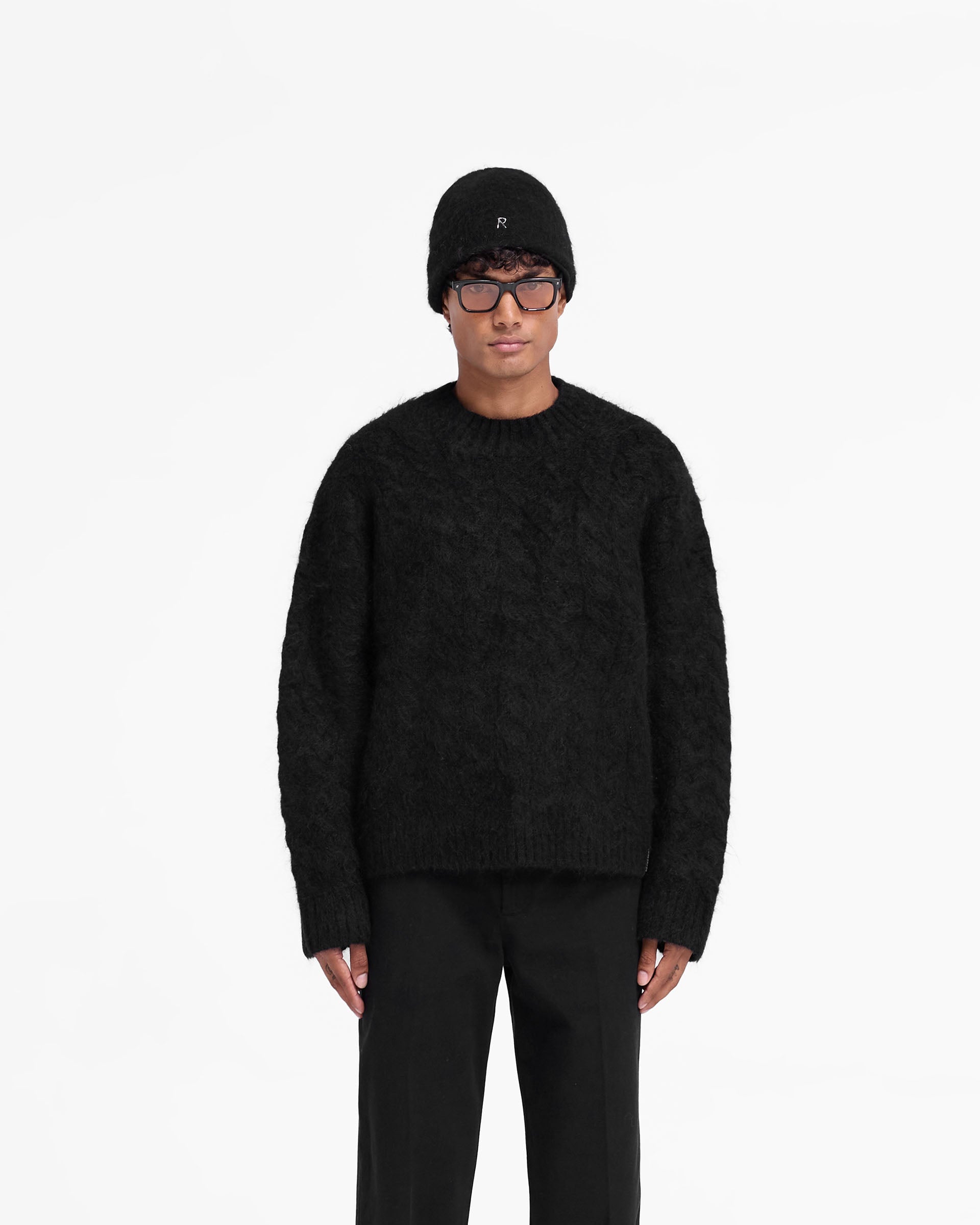 Cable Knit Sweater - Jet Black