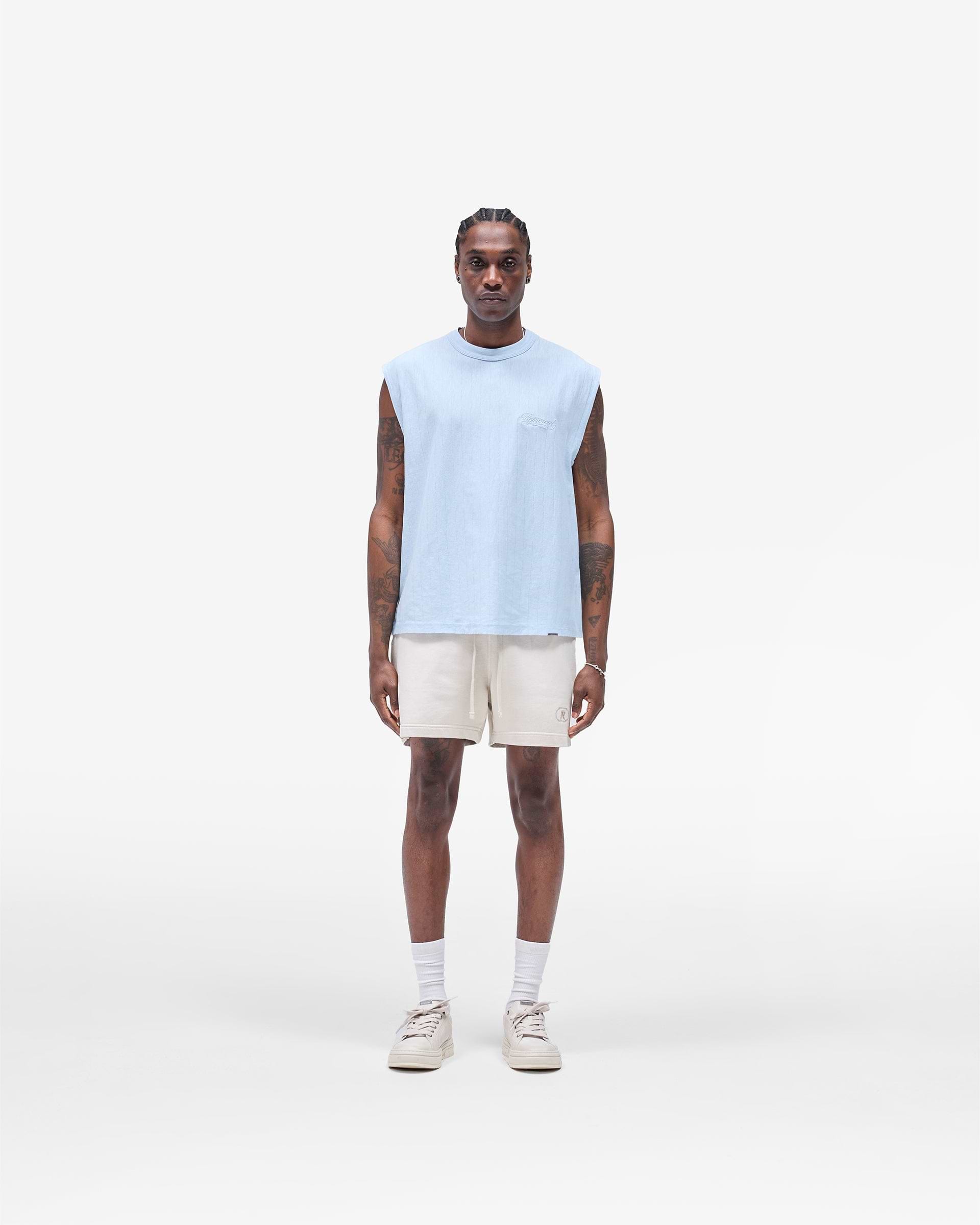 Slub Script Tank - Ice Blue