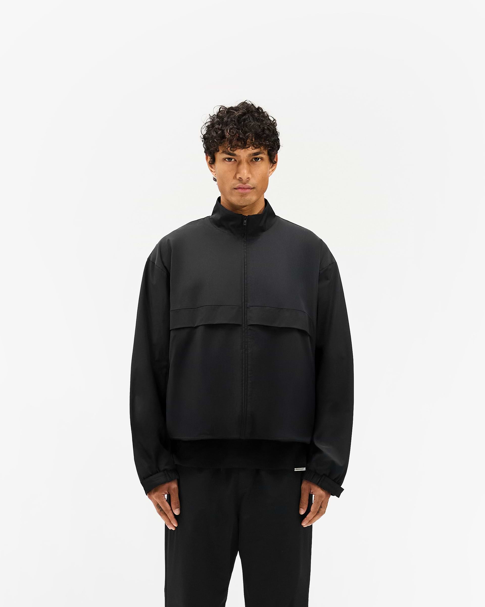 Initial Nylon Track Jacket - Black
