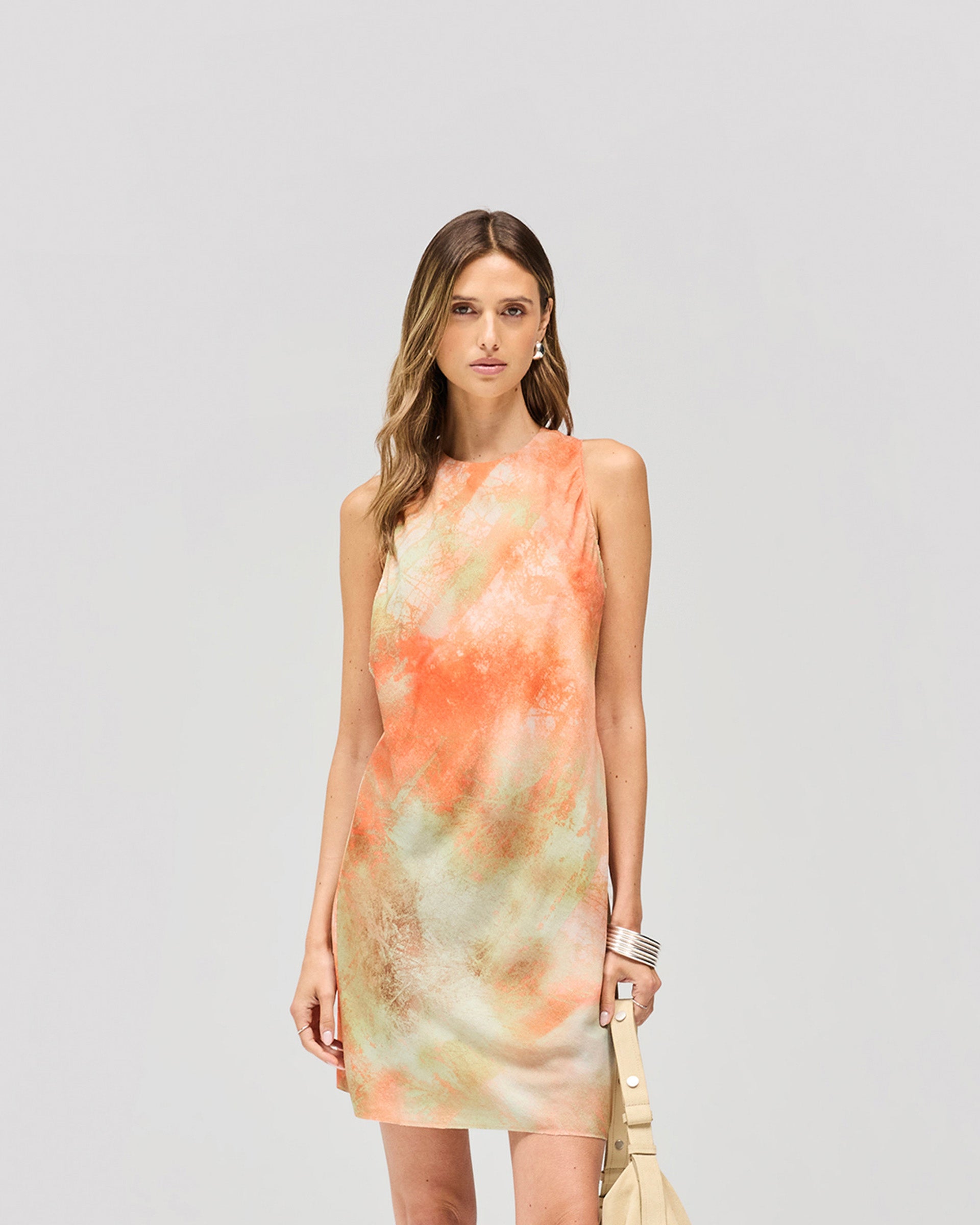 Illusion Mini Dress - Forest Print Orange