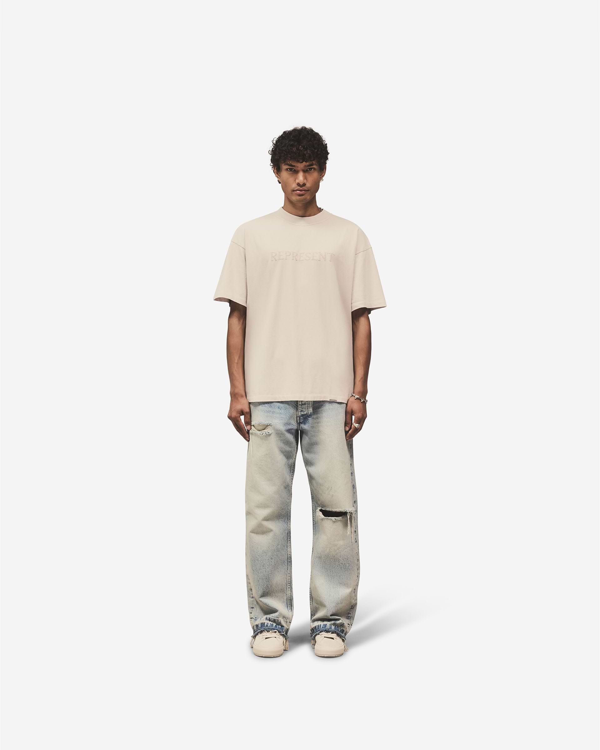 Embroidered Serif Logo T-Shirt - Concrete