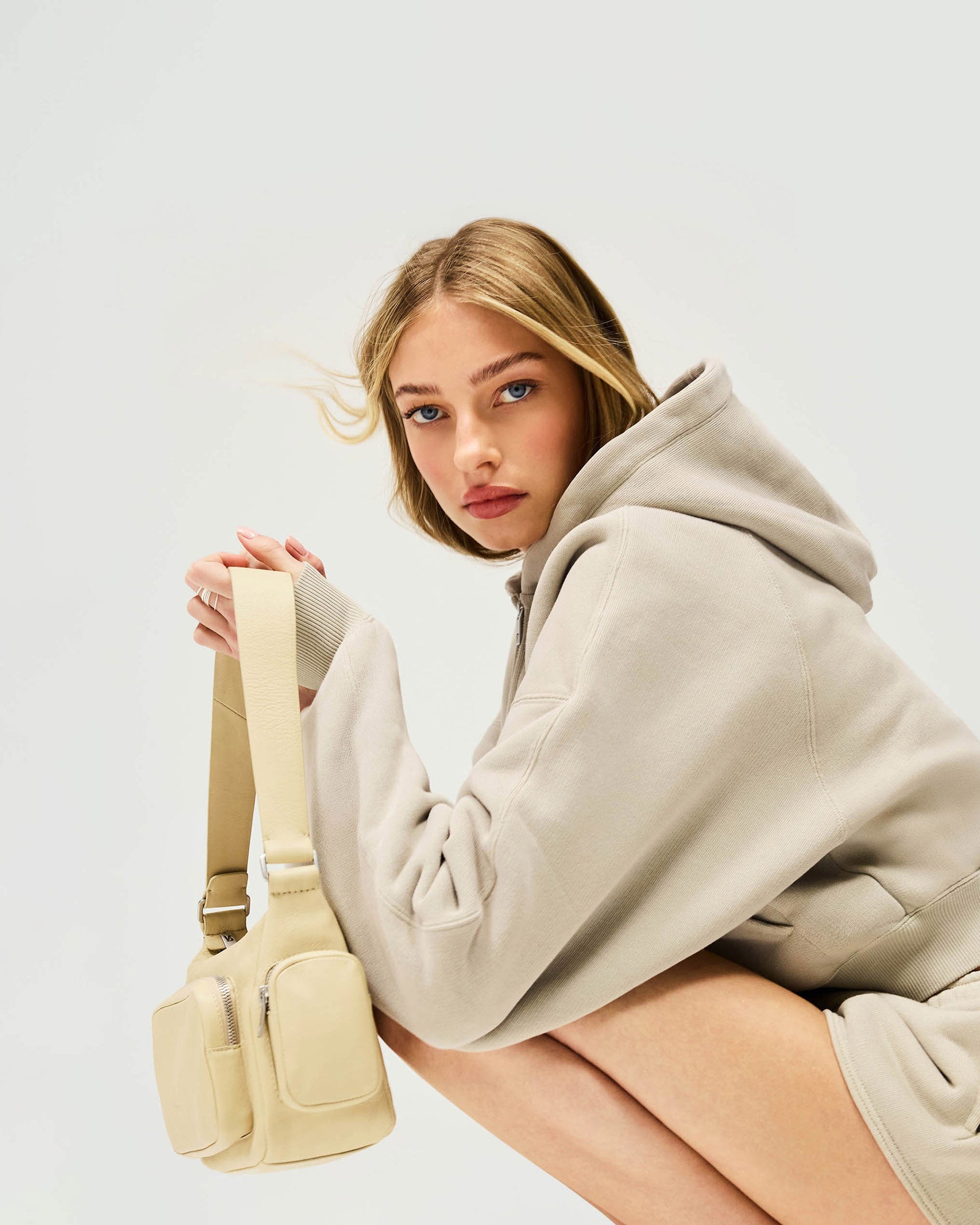 Initial Oversized Crop Hoodie - Storm