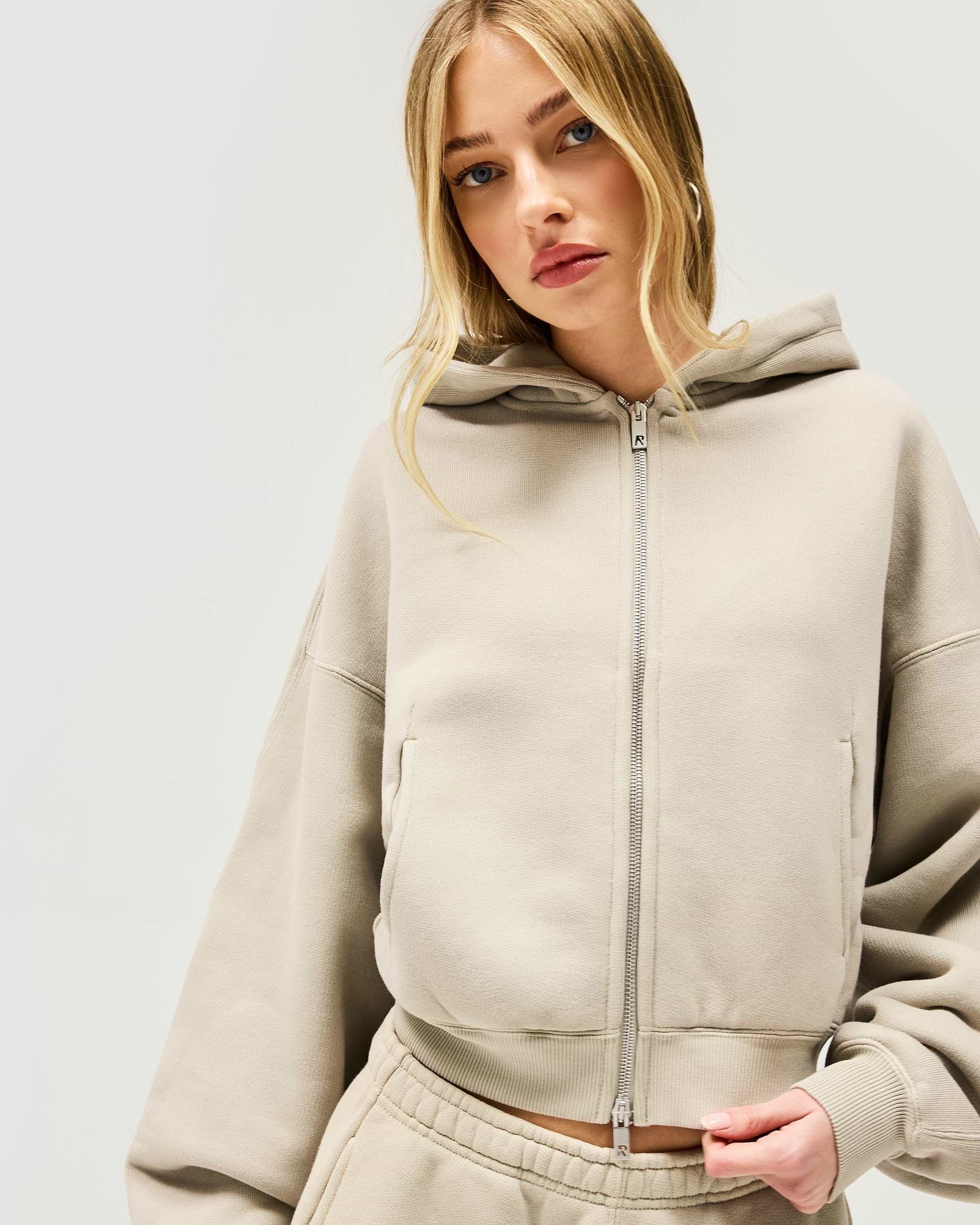 Initial Oversized Crop Hoodie - Storm