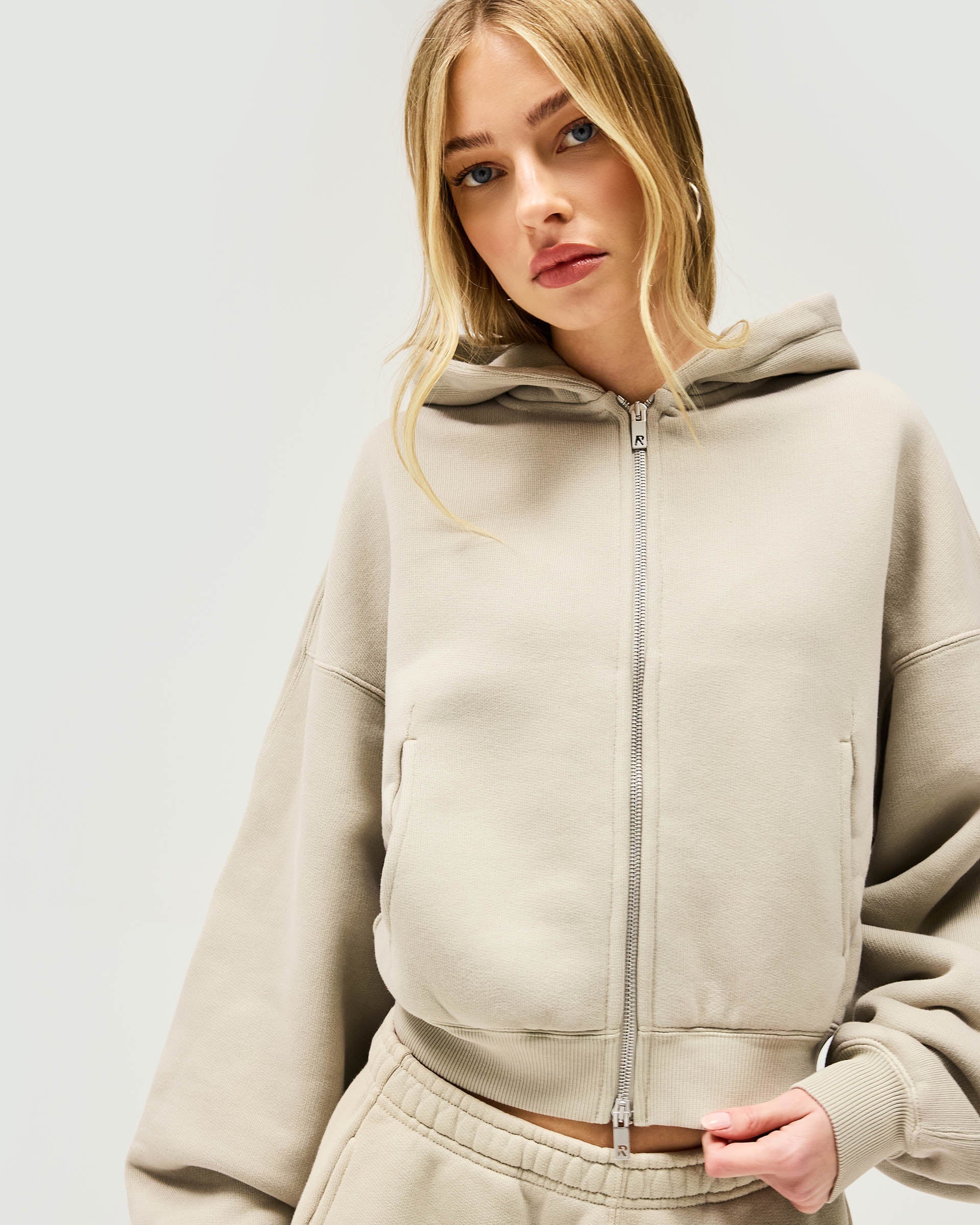 Initial Oversized Crop Hoodie - Storm