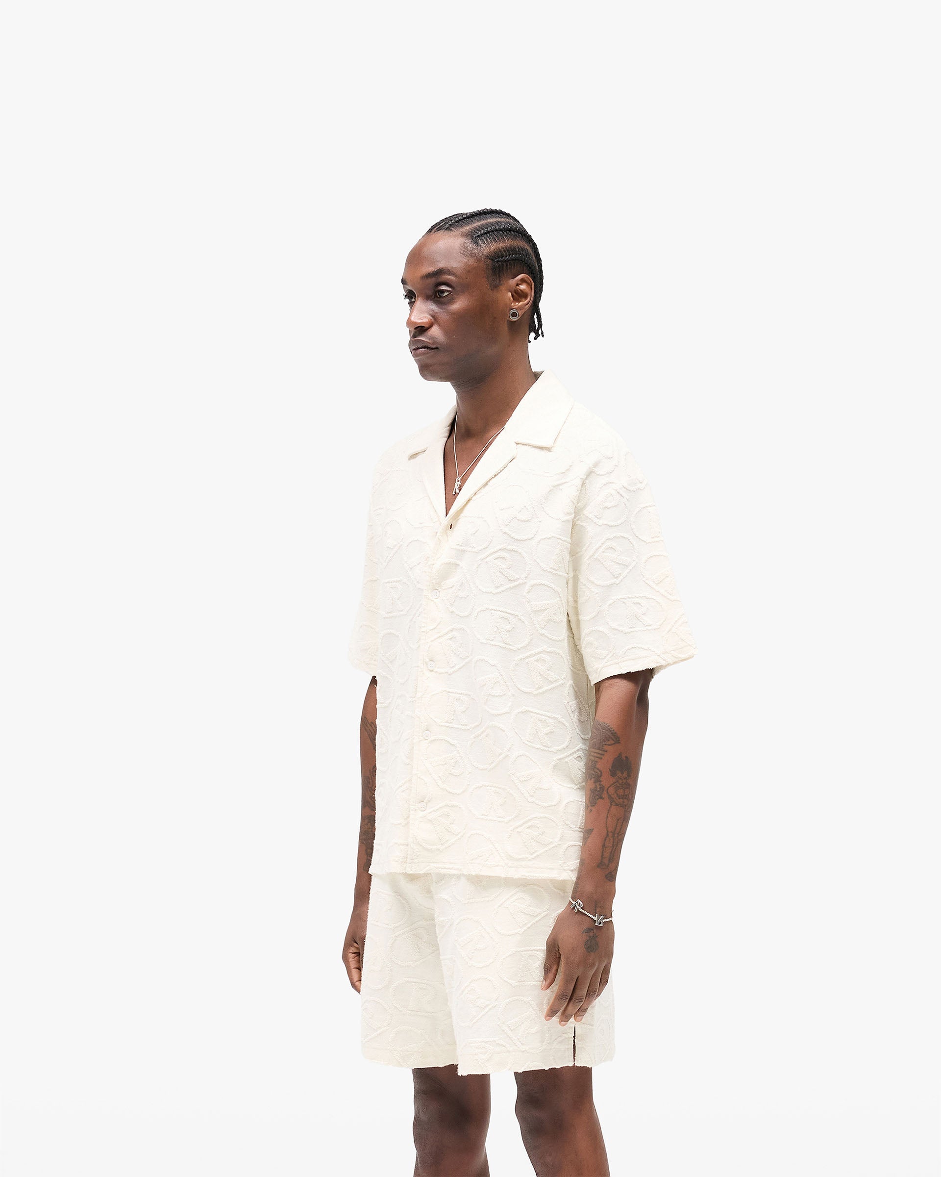 All Over Print Towel Shirt - Aged White