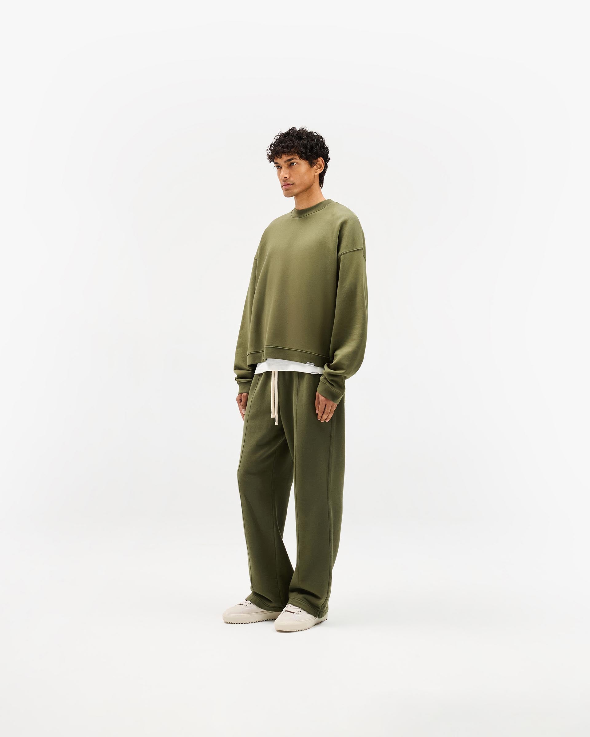 Initial Boxy Sweater - Army Green