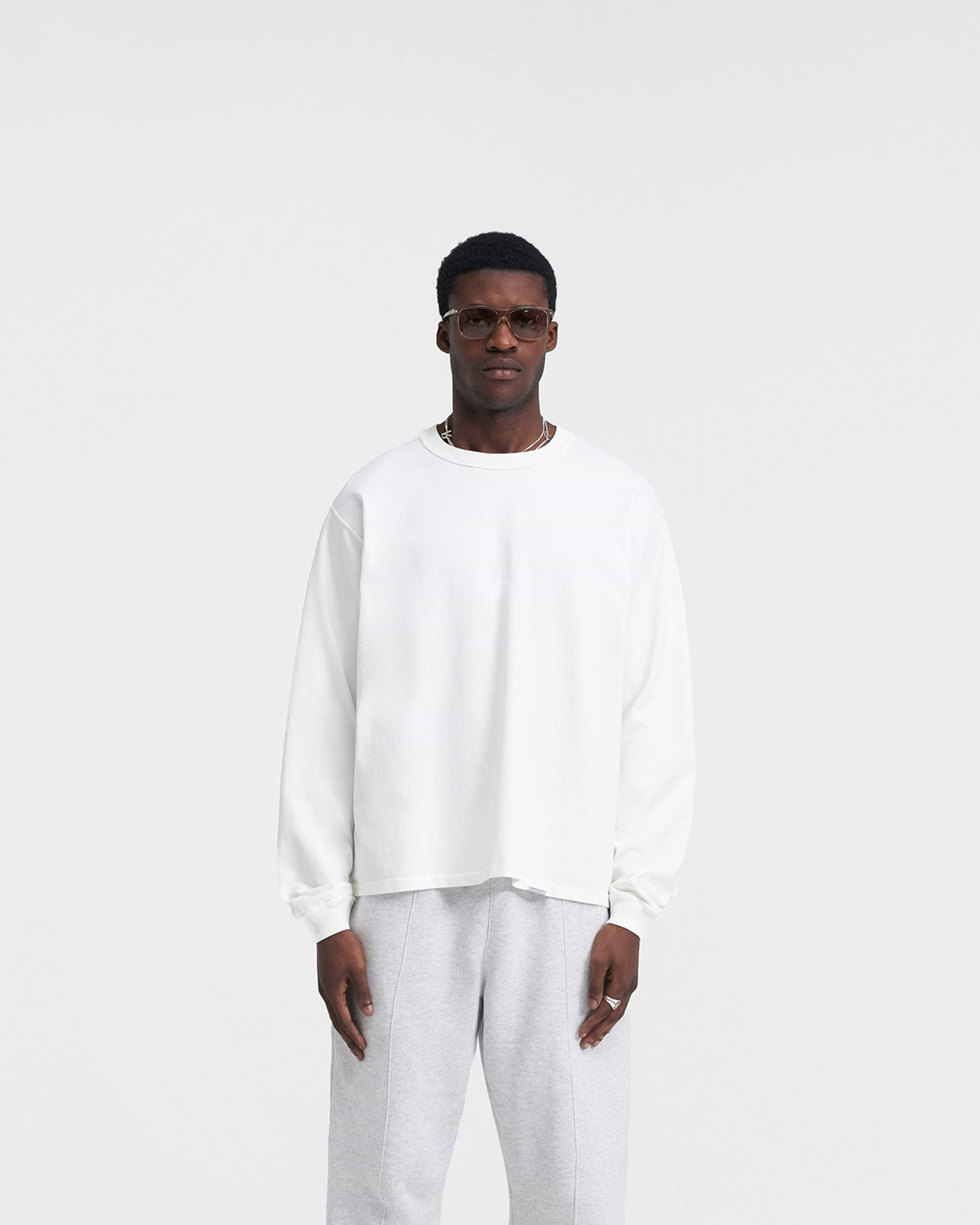 Heavyweight Initial Long Sleeve T-Shirt - Flat White