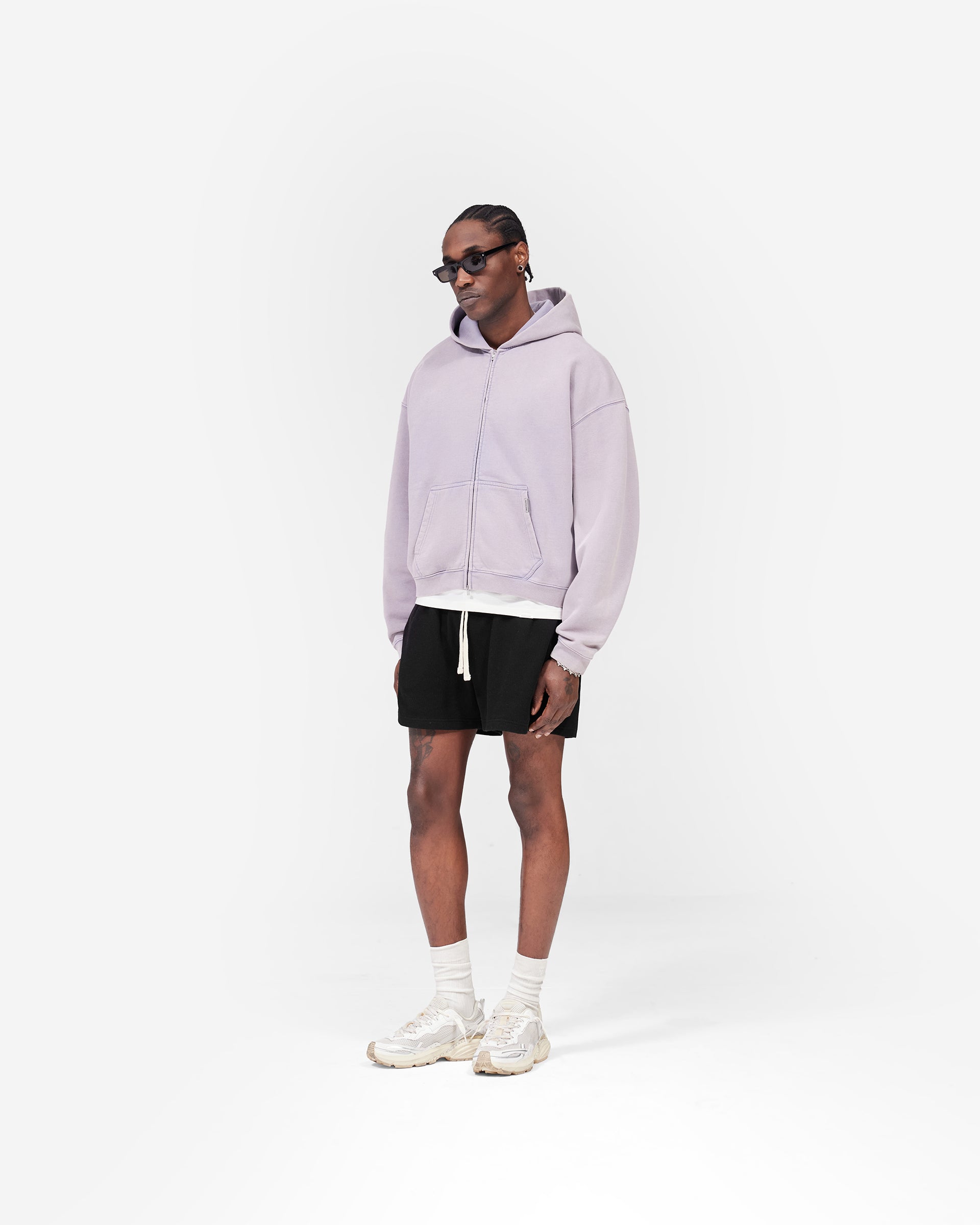 Initial Boxy Zip Through Hoodie - Mist