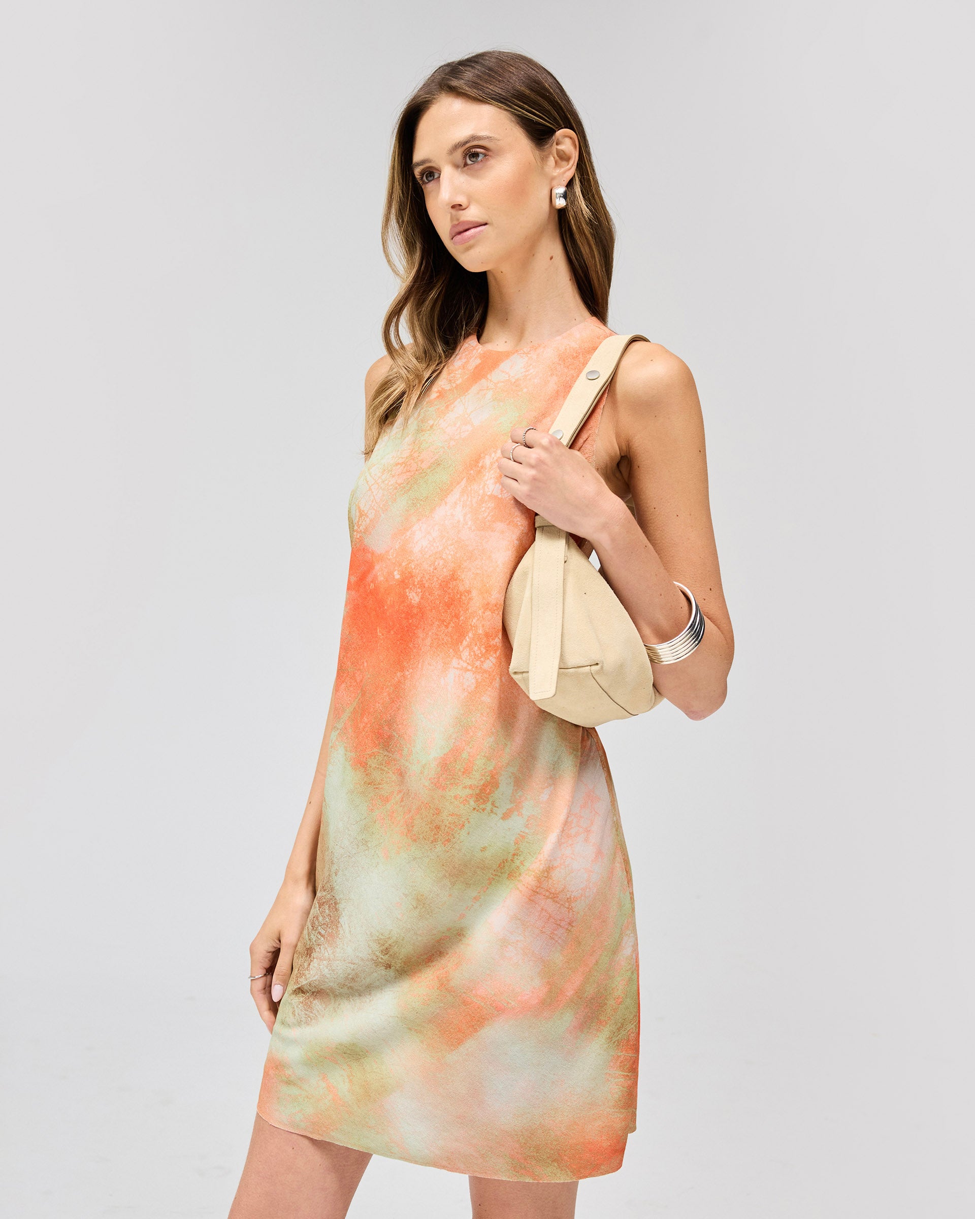 Illusion Mini Dress - Forest Print Orange