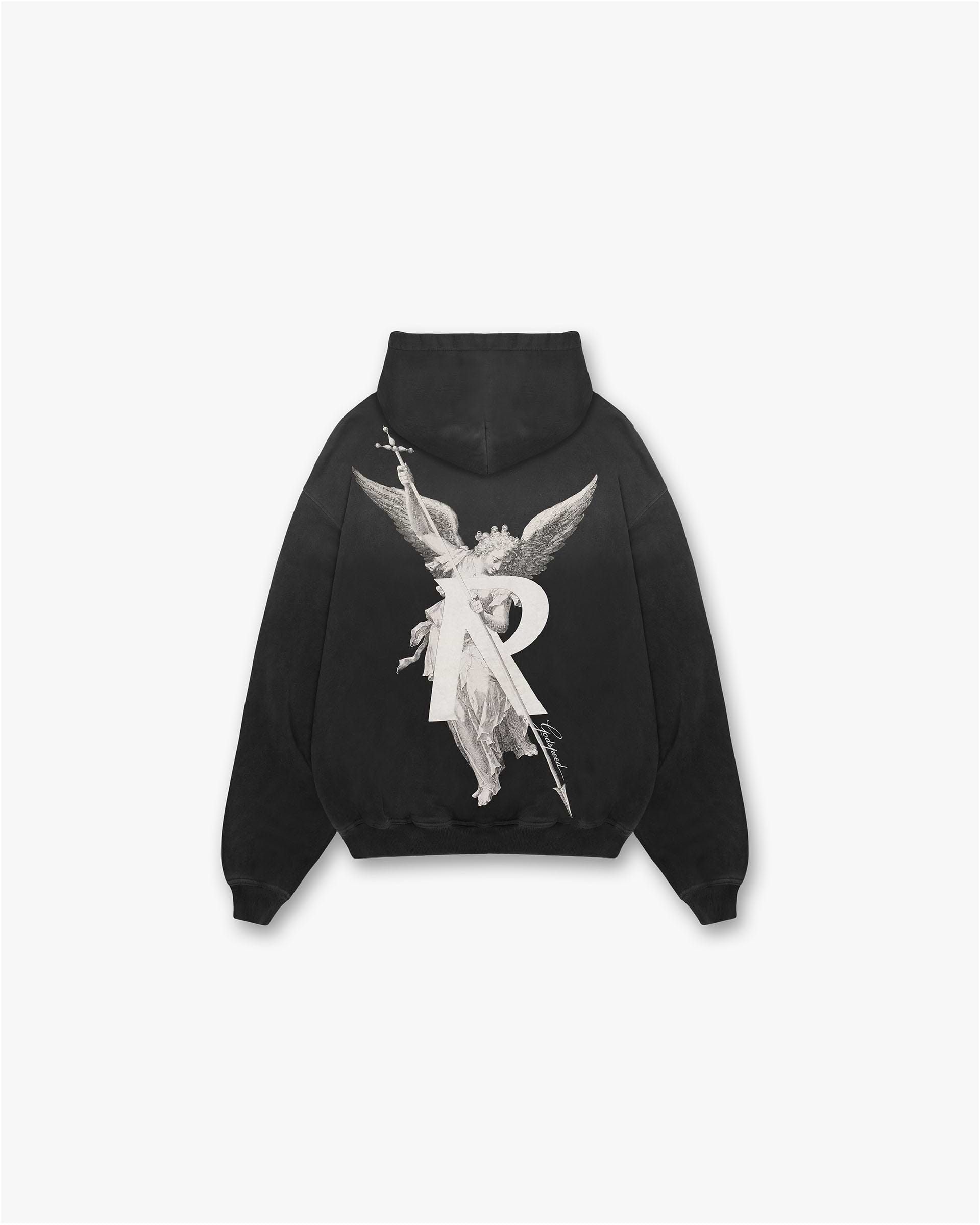Stained Black Archangel Hoodie | Graphic Hoodies | REPRESENT