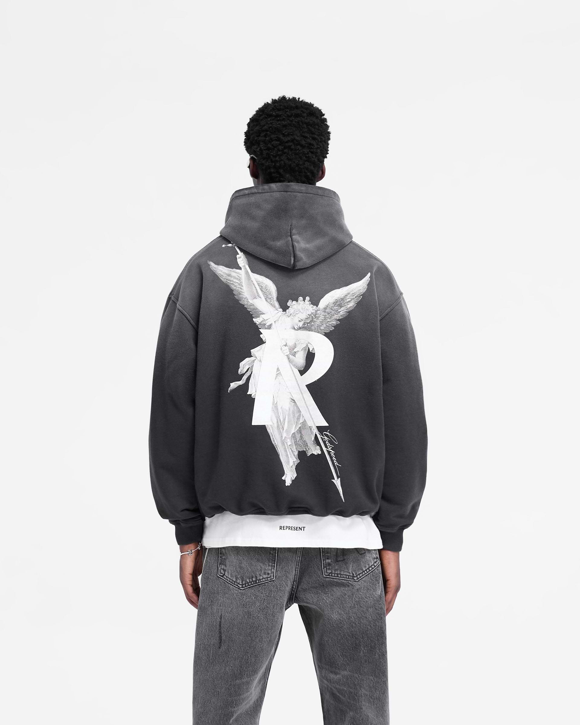 Stained Black Archangel Hoodie | Graphic Hoodies | REPRESENT