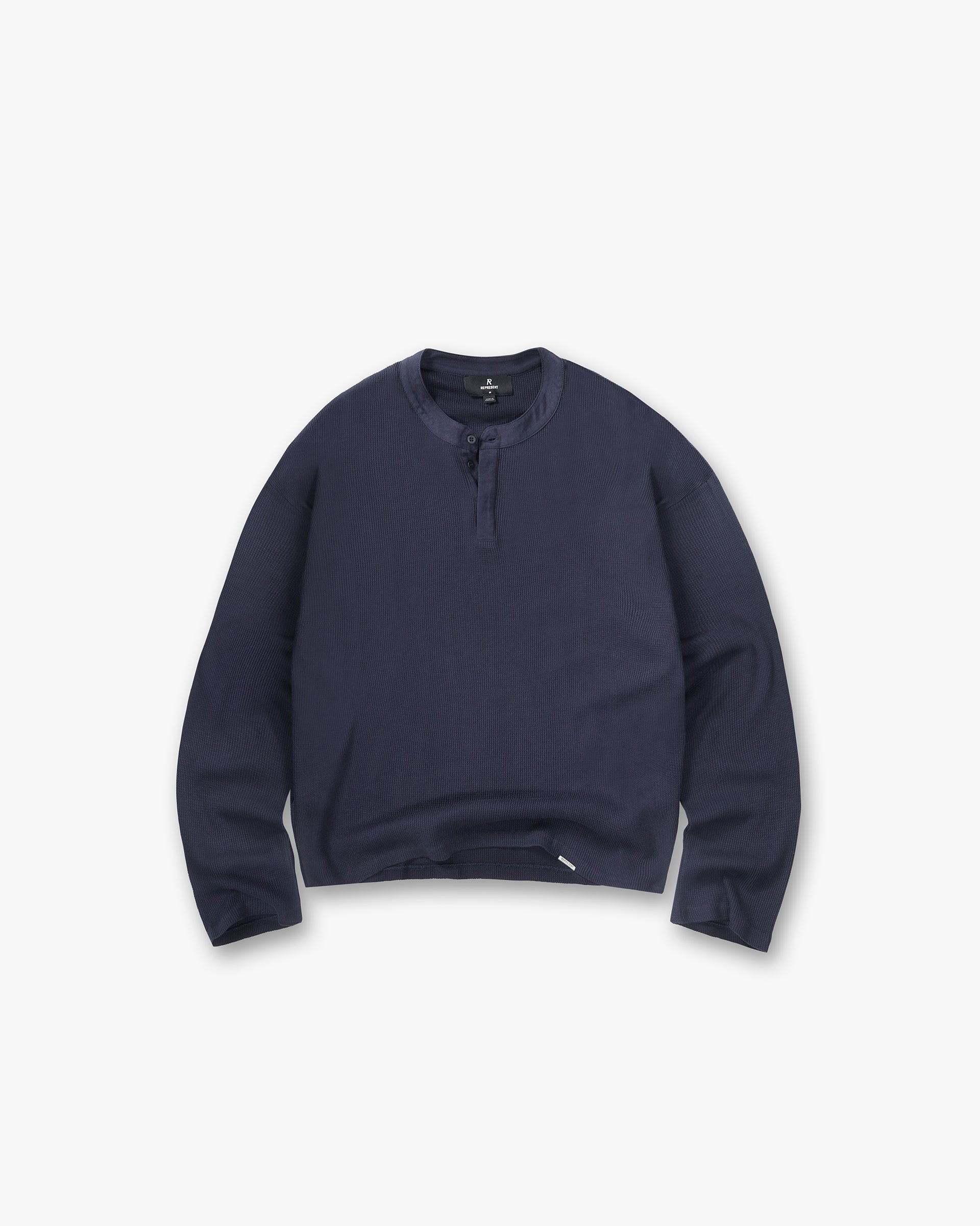 Initial Henley Waffle Long Sleeve T-Shirt - Midnight Navy