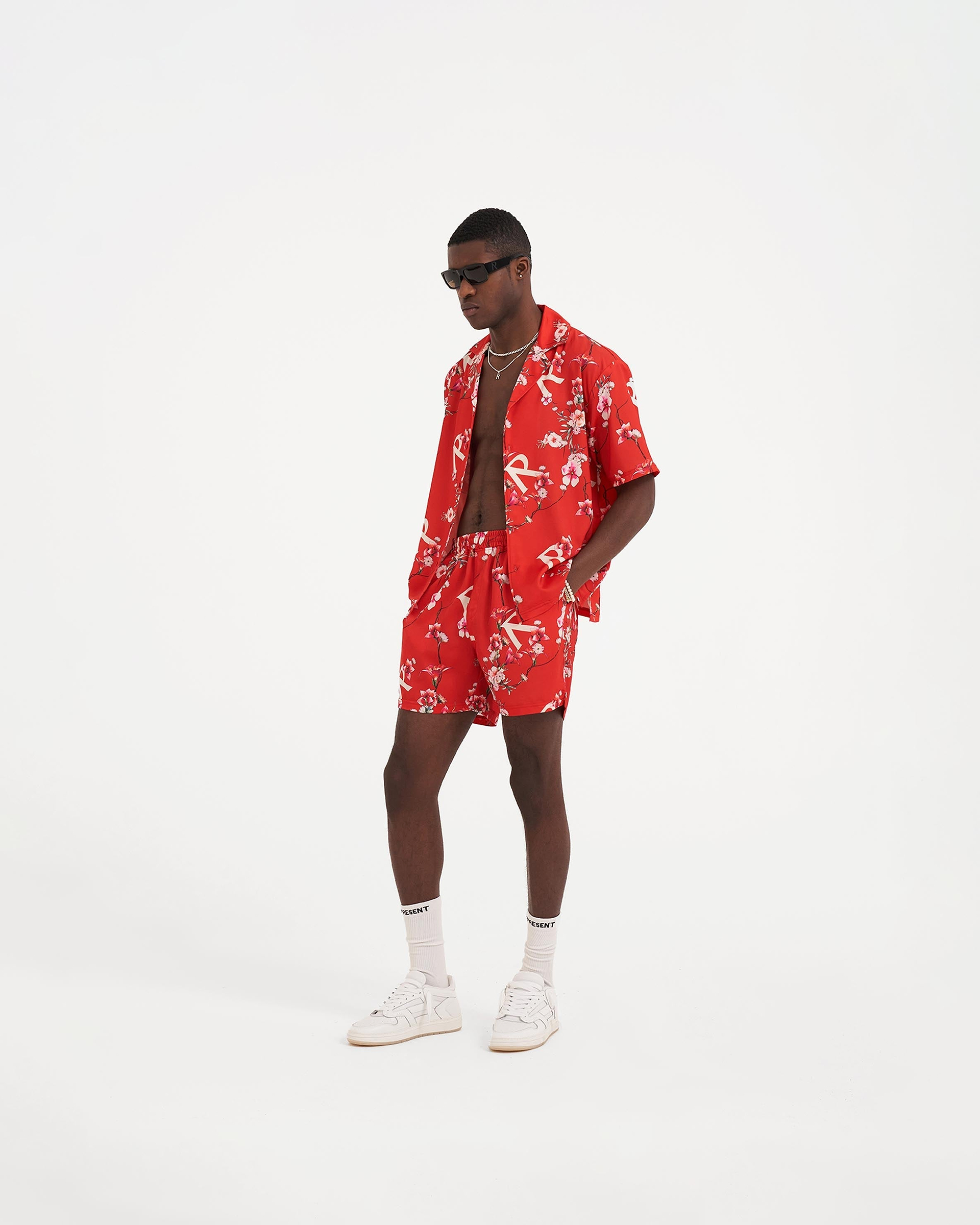 Floral Shorts - Burnt Red