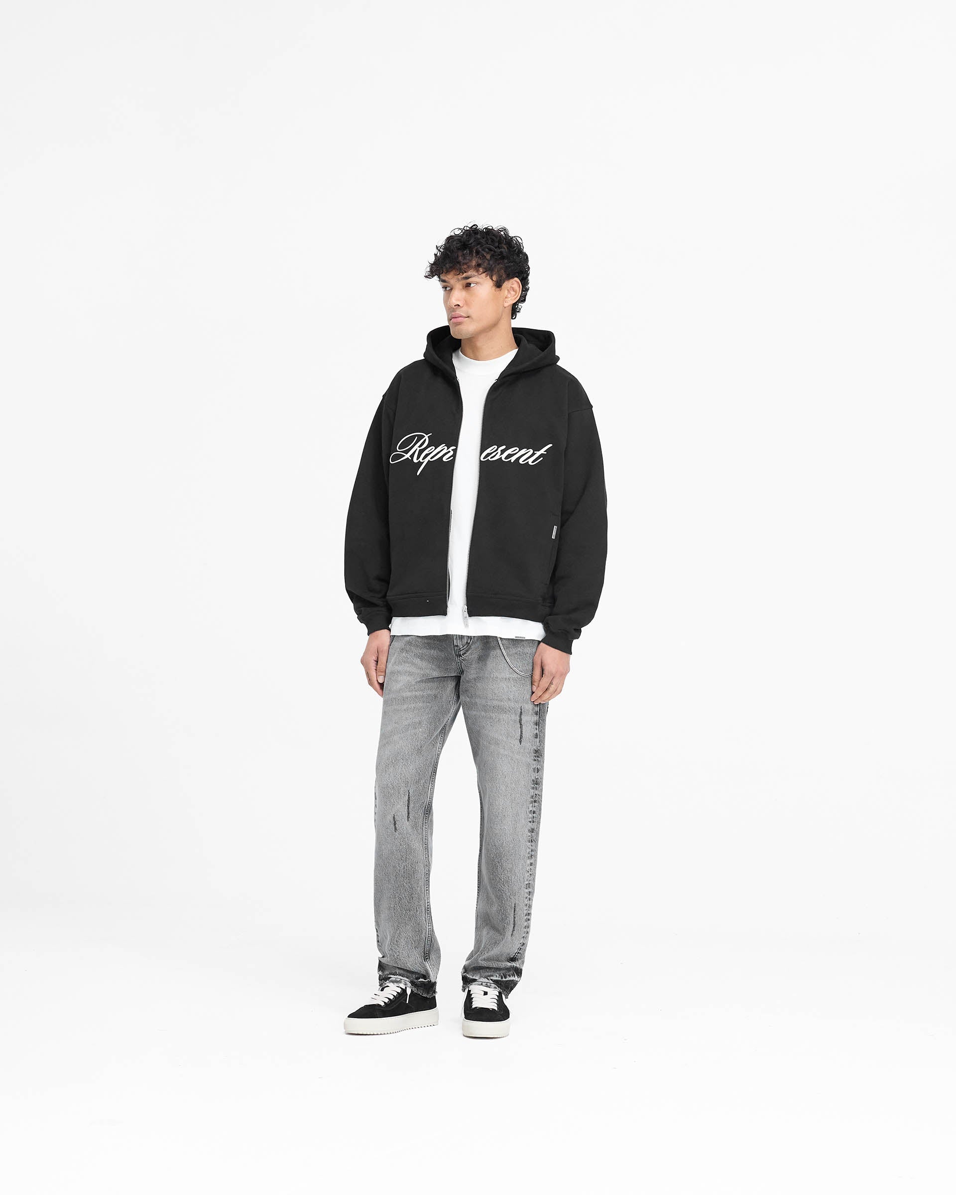 Script Logo Zip Hoodie - Black