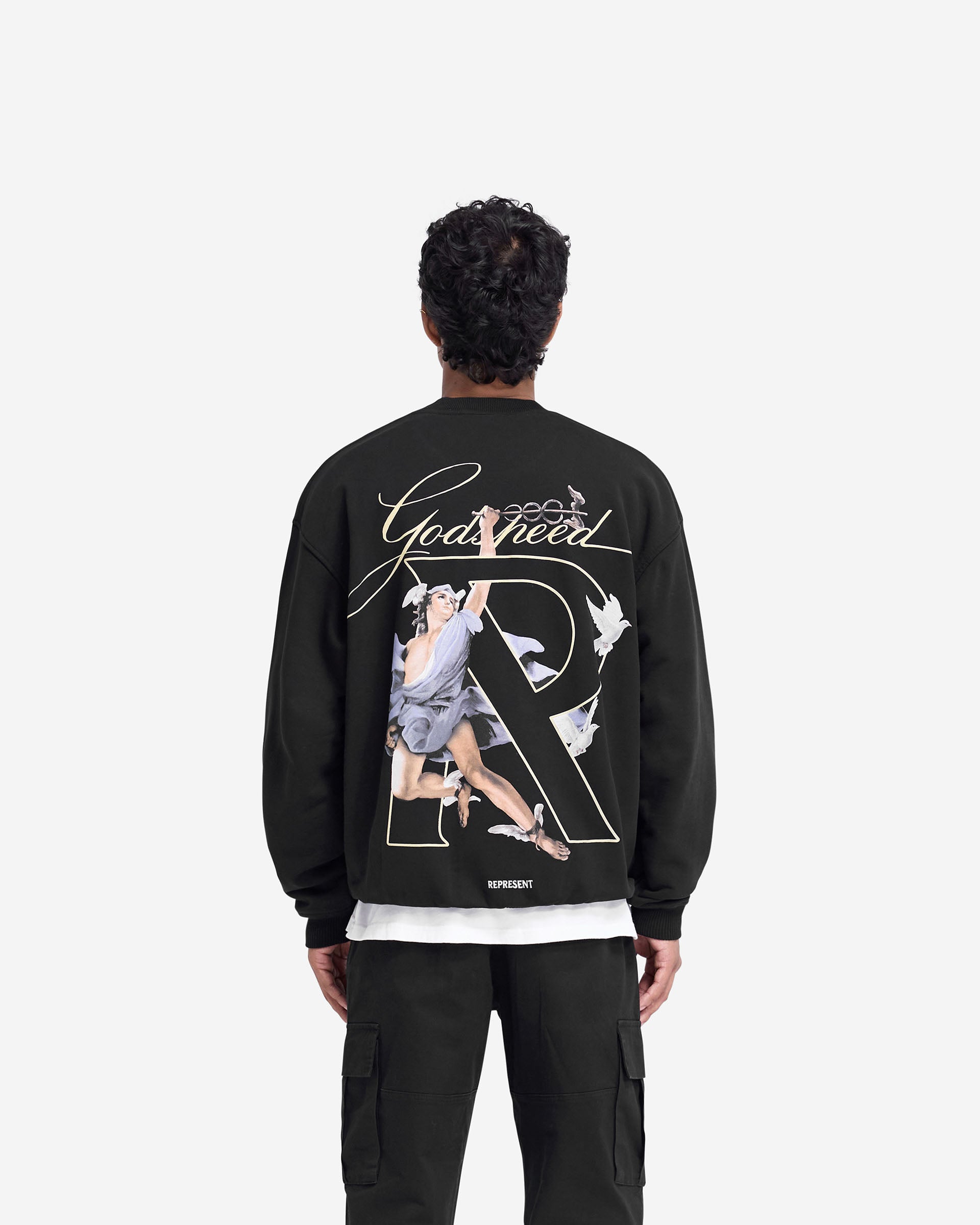 Jet Black Hermes Crew Sweater | Mens Sweaters | REPRESENT