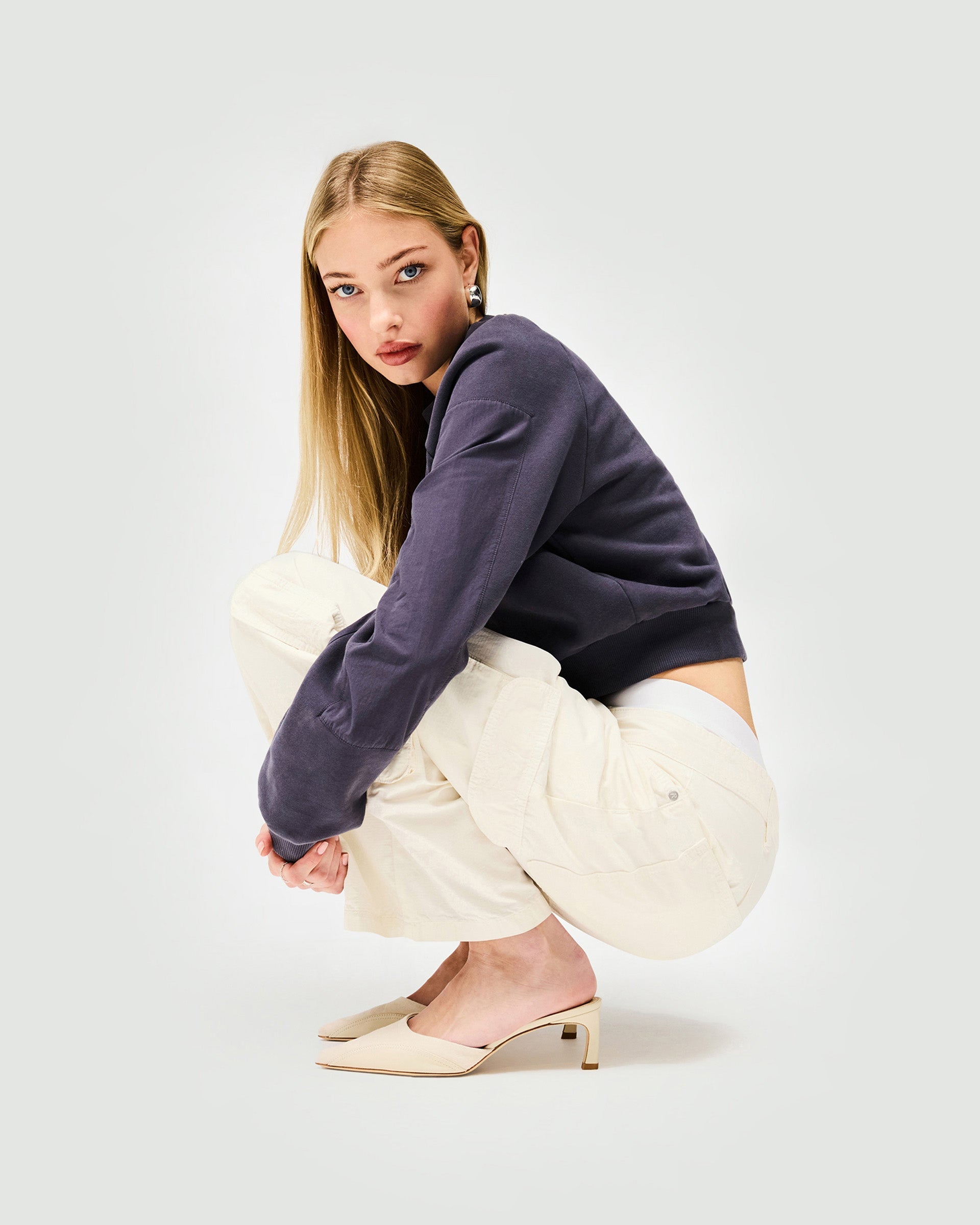Reverse Long Sleeve Top - Washed Grey