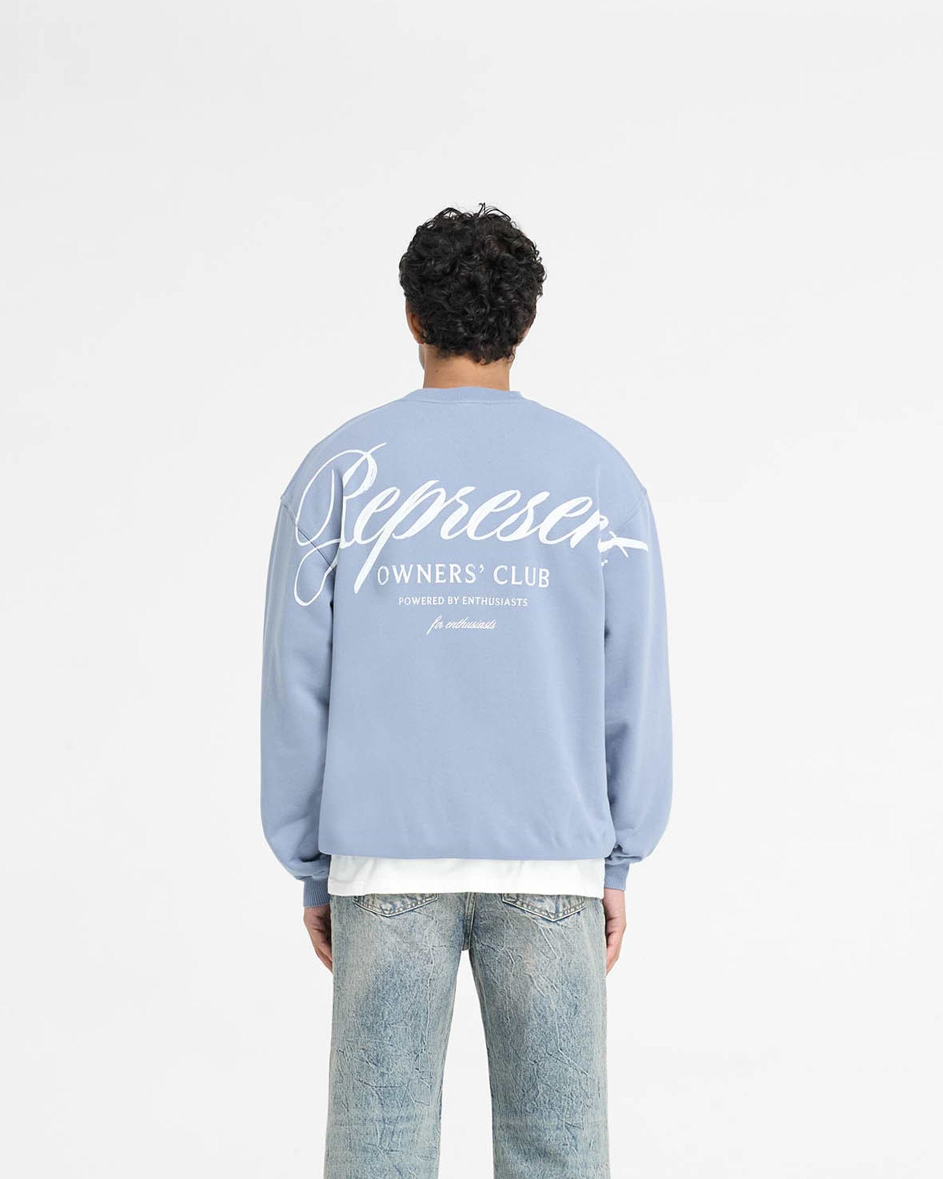 Represent Owners Club Script Sweater - Dusty Blue