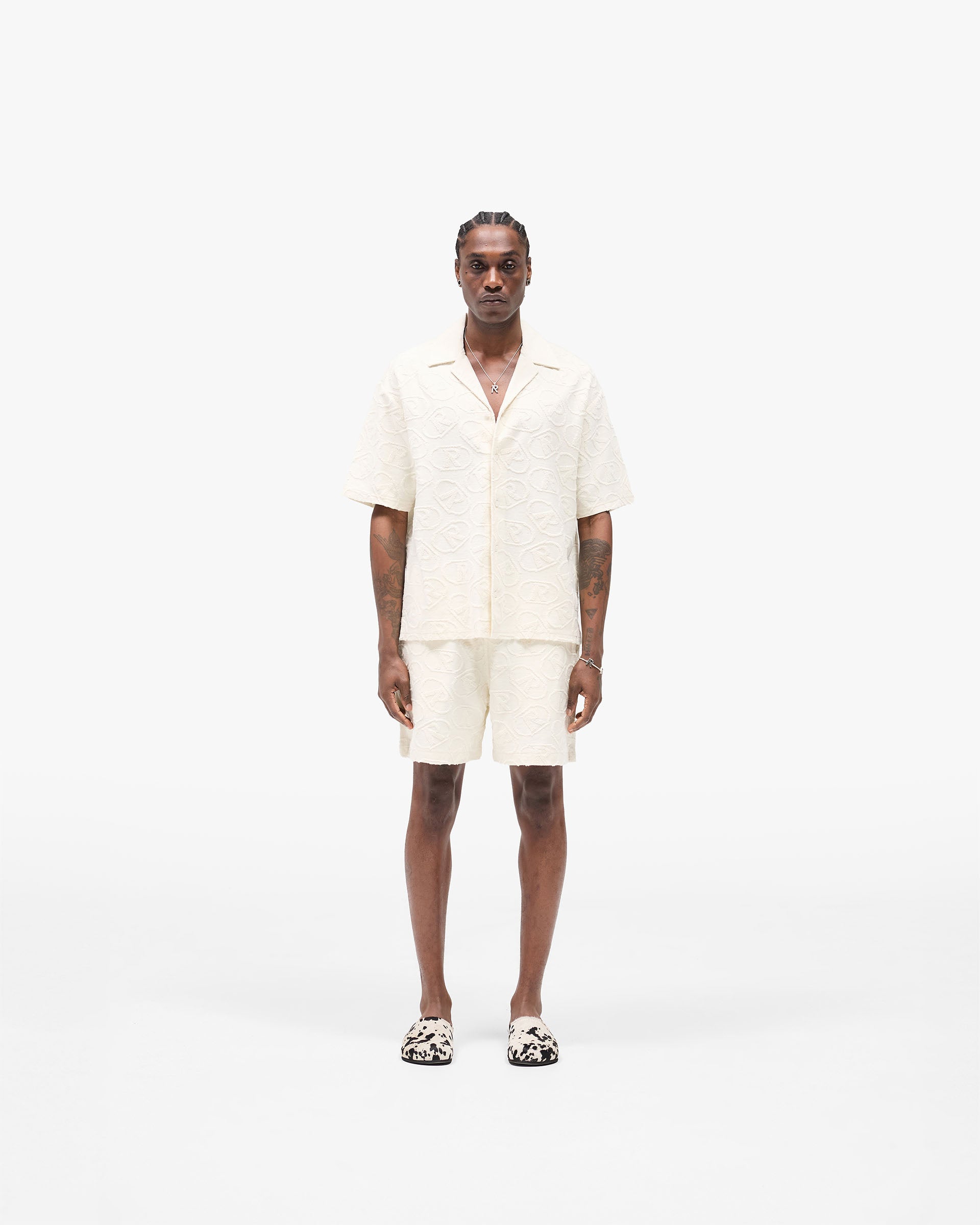 All Over Print Towel Shirt - Aged White