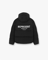 Represent Owners Club Hooded Puffer Jacket - Black