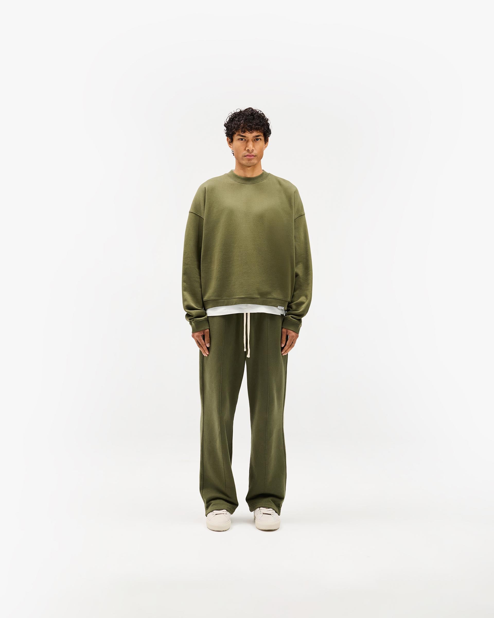 Initial Boxy Sweater - Army Green