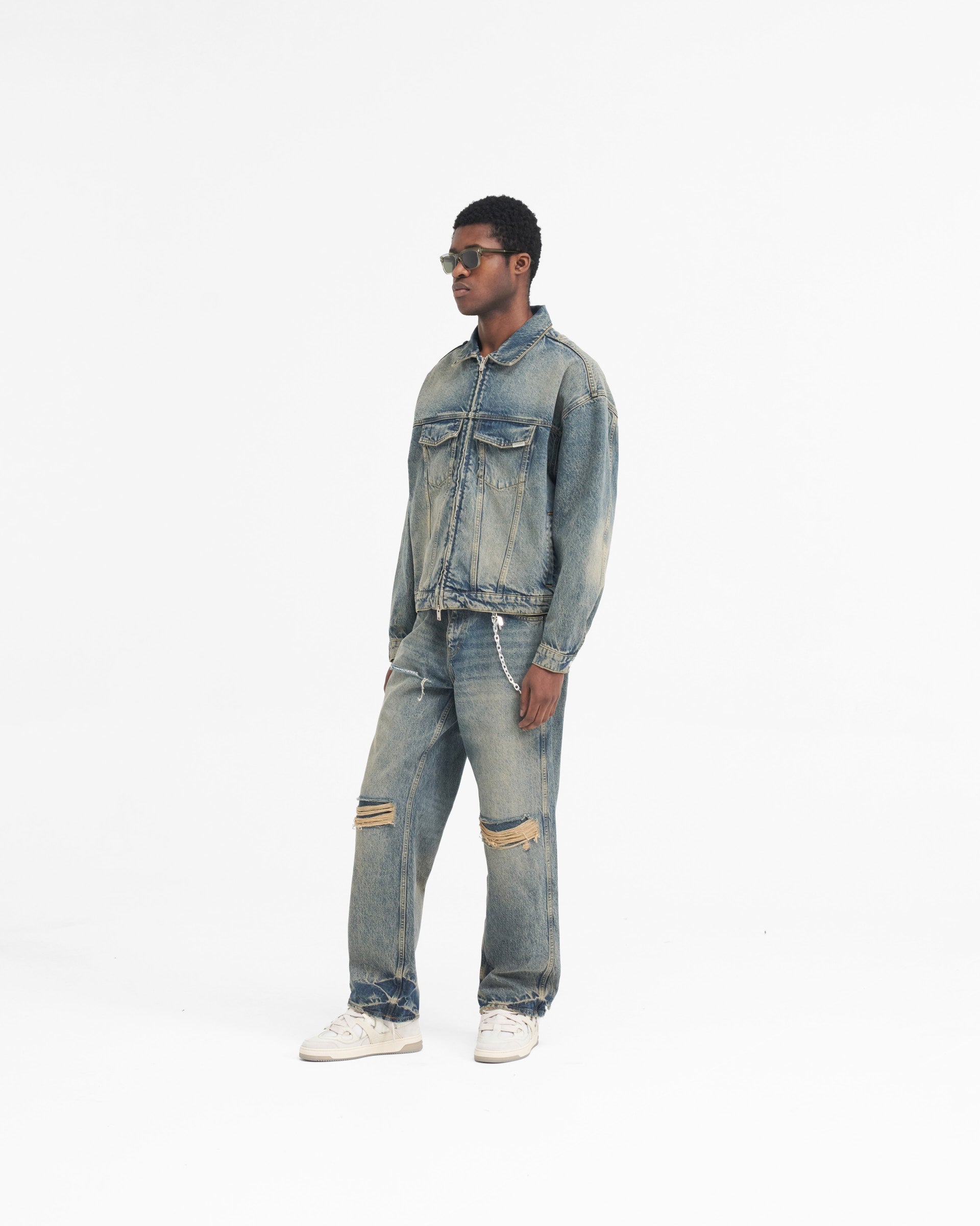 R4 Denim Jacket - Blue Cream