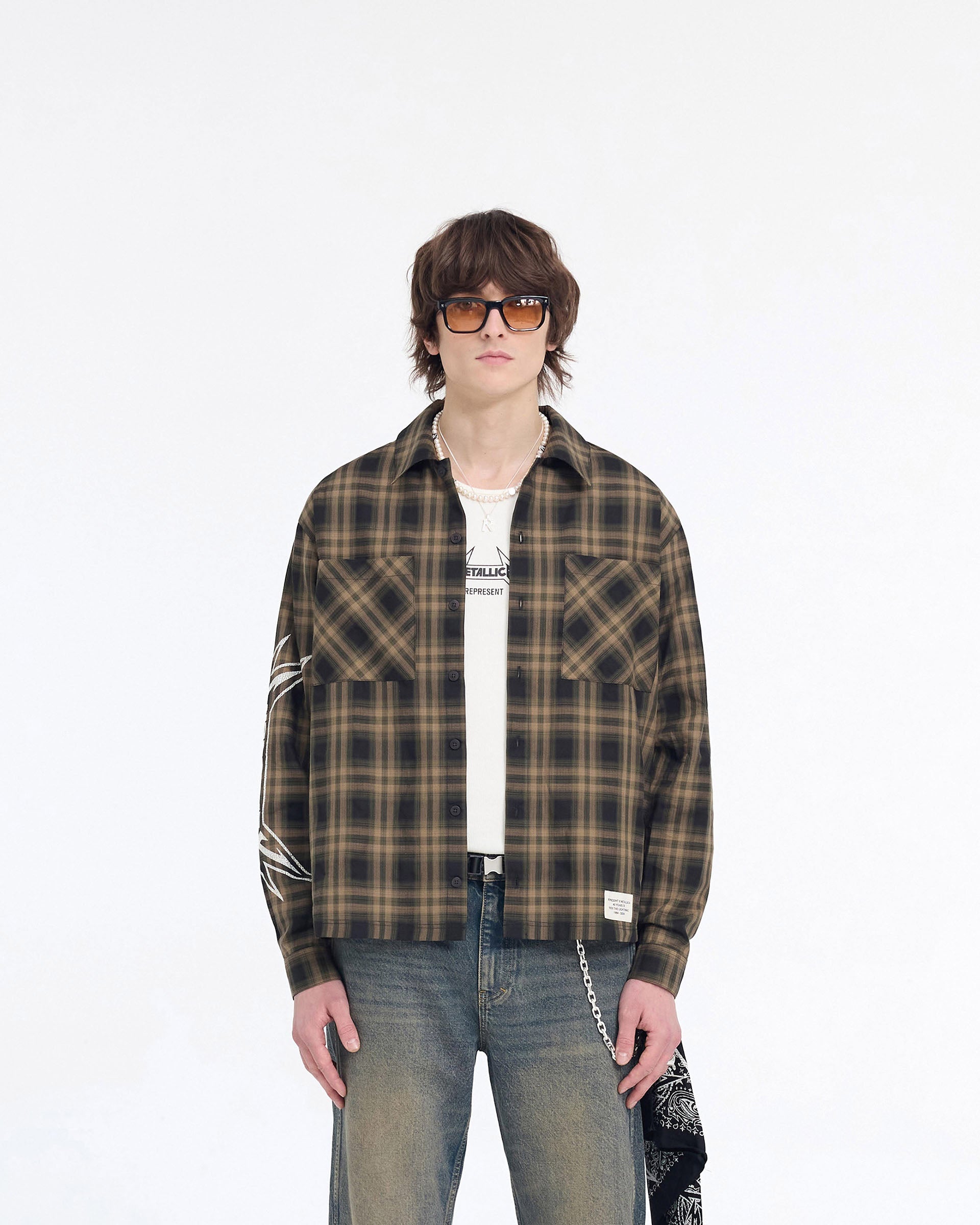 Represent X Metallica‚Ñ¢Ô∏è Flannel Shirt - Tobacco